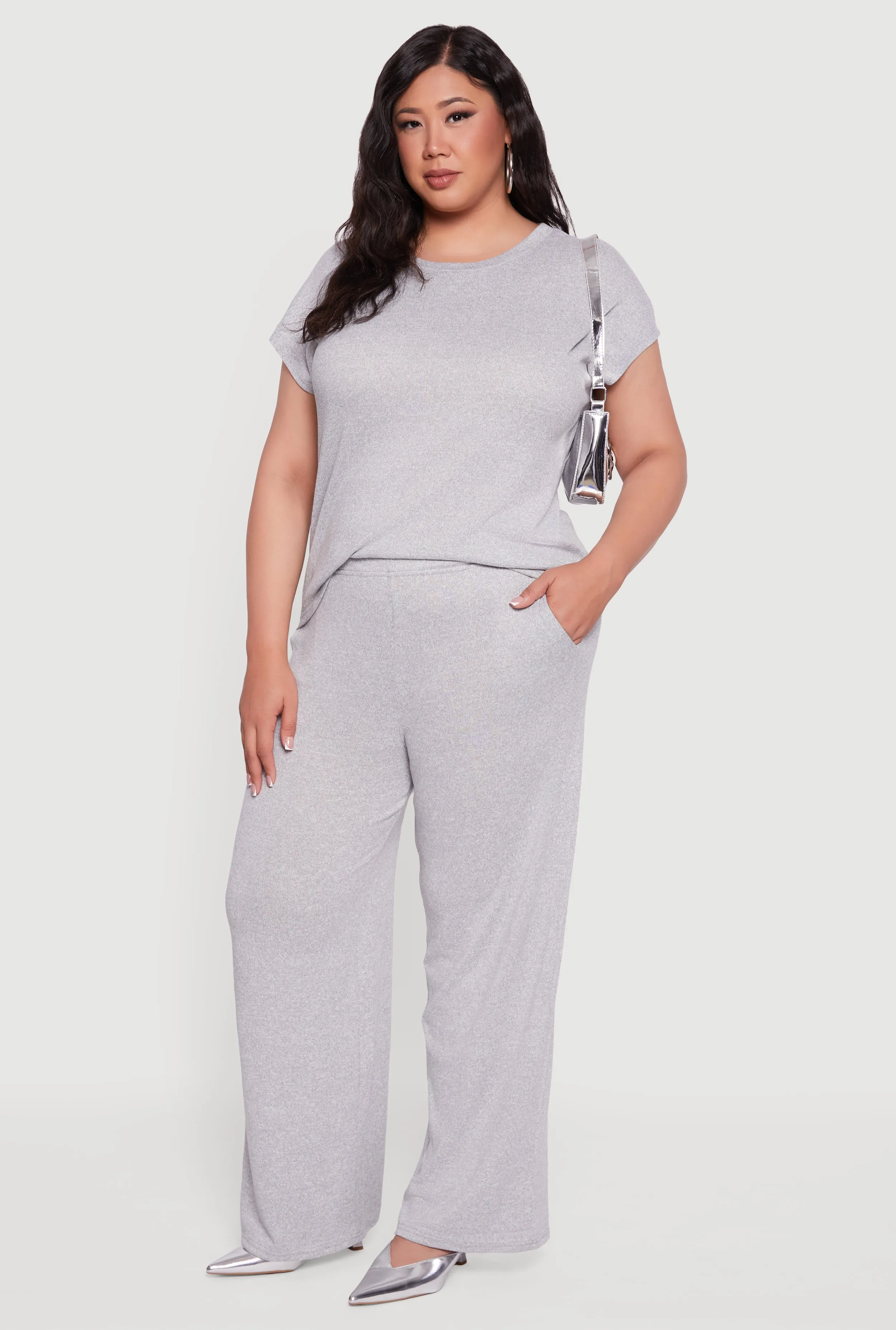 Plus Size Marled Brushed Knit Crew Neck Blouse sold by Rainbow product image thumbnail 2