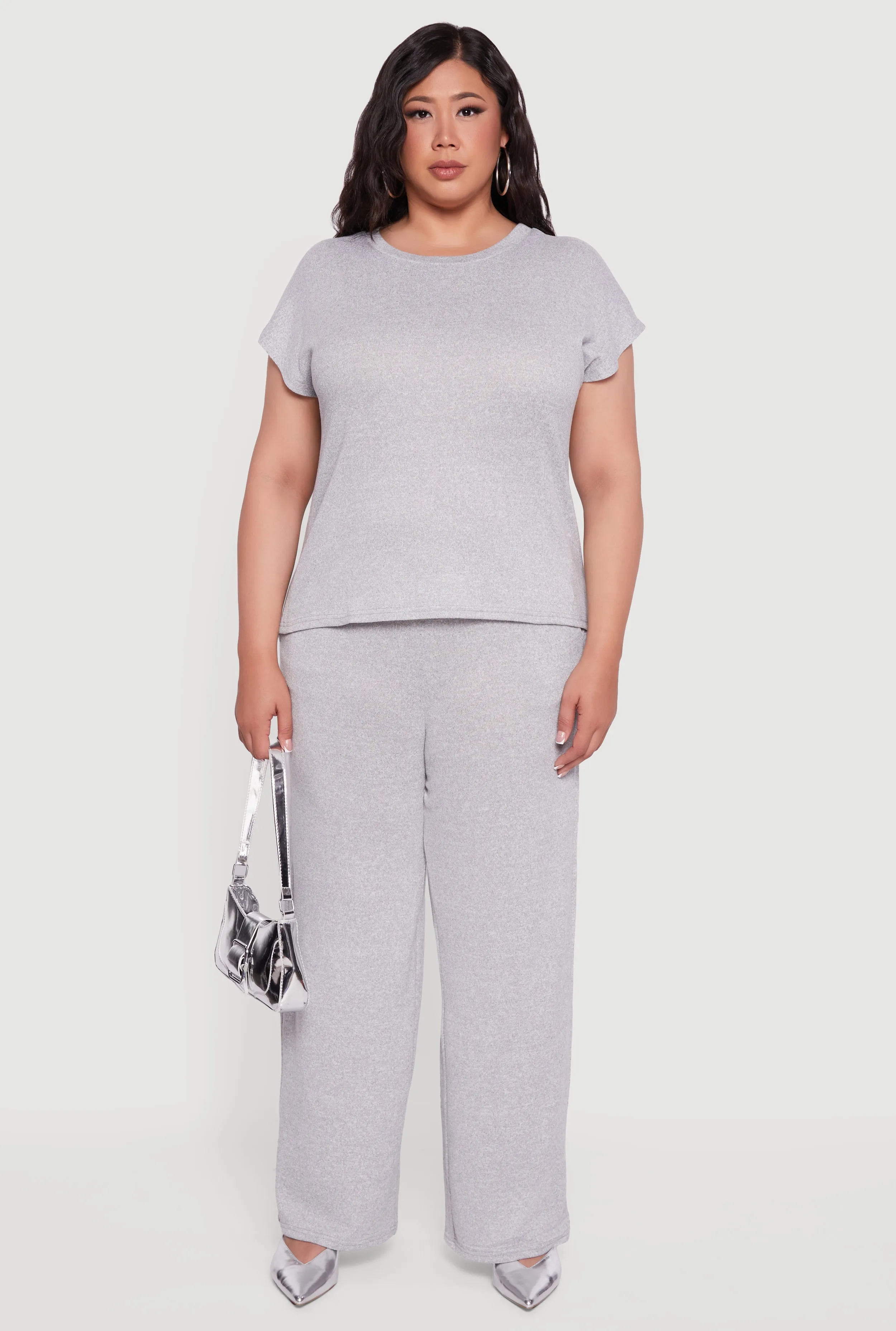 Plus Size Marled Brushed Knit Crew Neck Blouse sold by Rainbow product image thumbnail 3