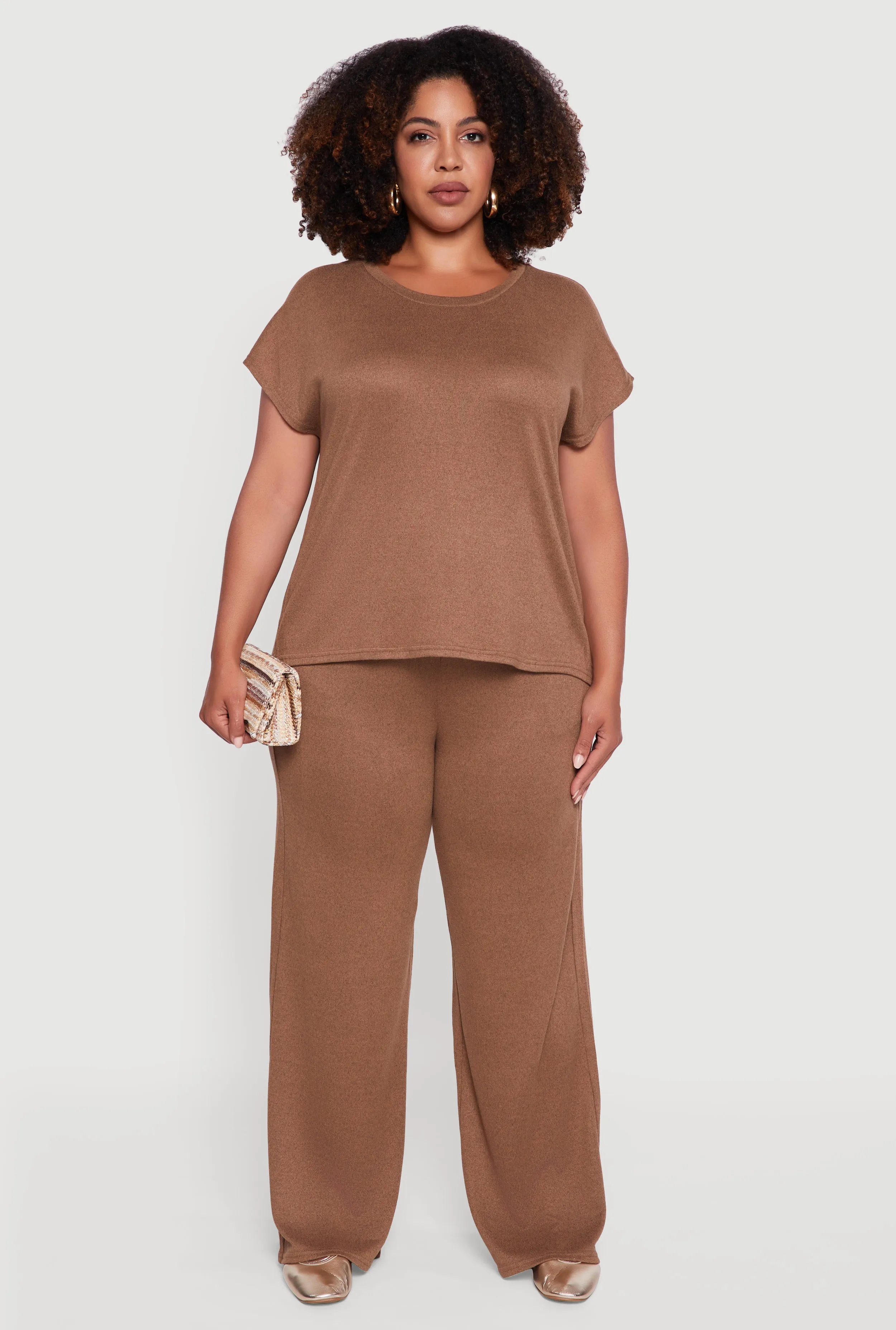 Plus Size Marled Brushed Knit Crew Neck Blouse sold by Rainbow product image thumbnail 3