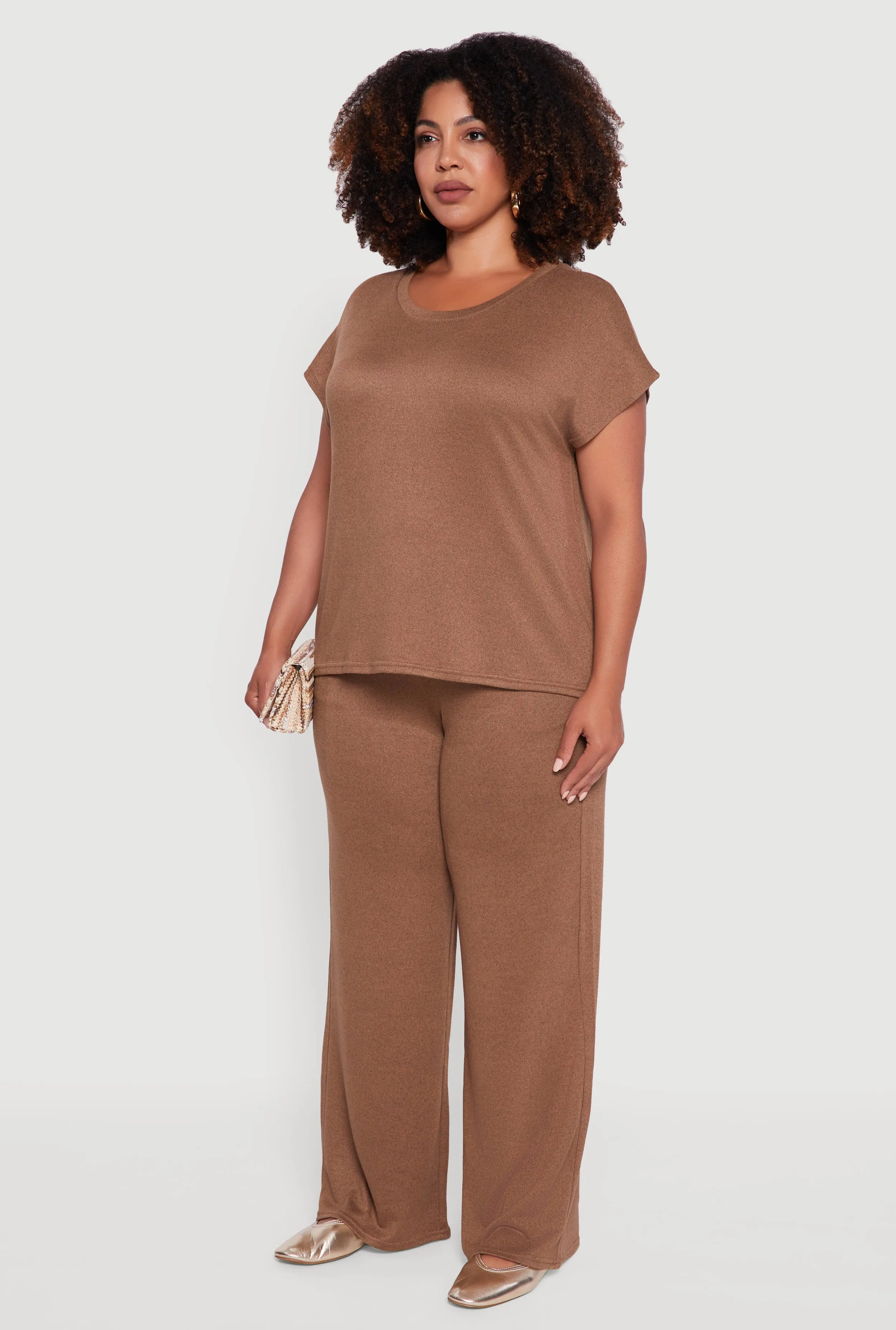 Plus Size Marled Brushed Knit Crew Neck Blouse sold by Rainbow product image thumbnail 5