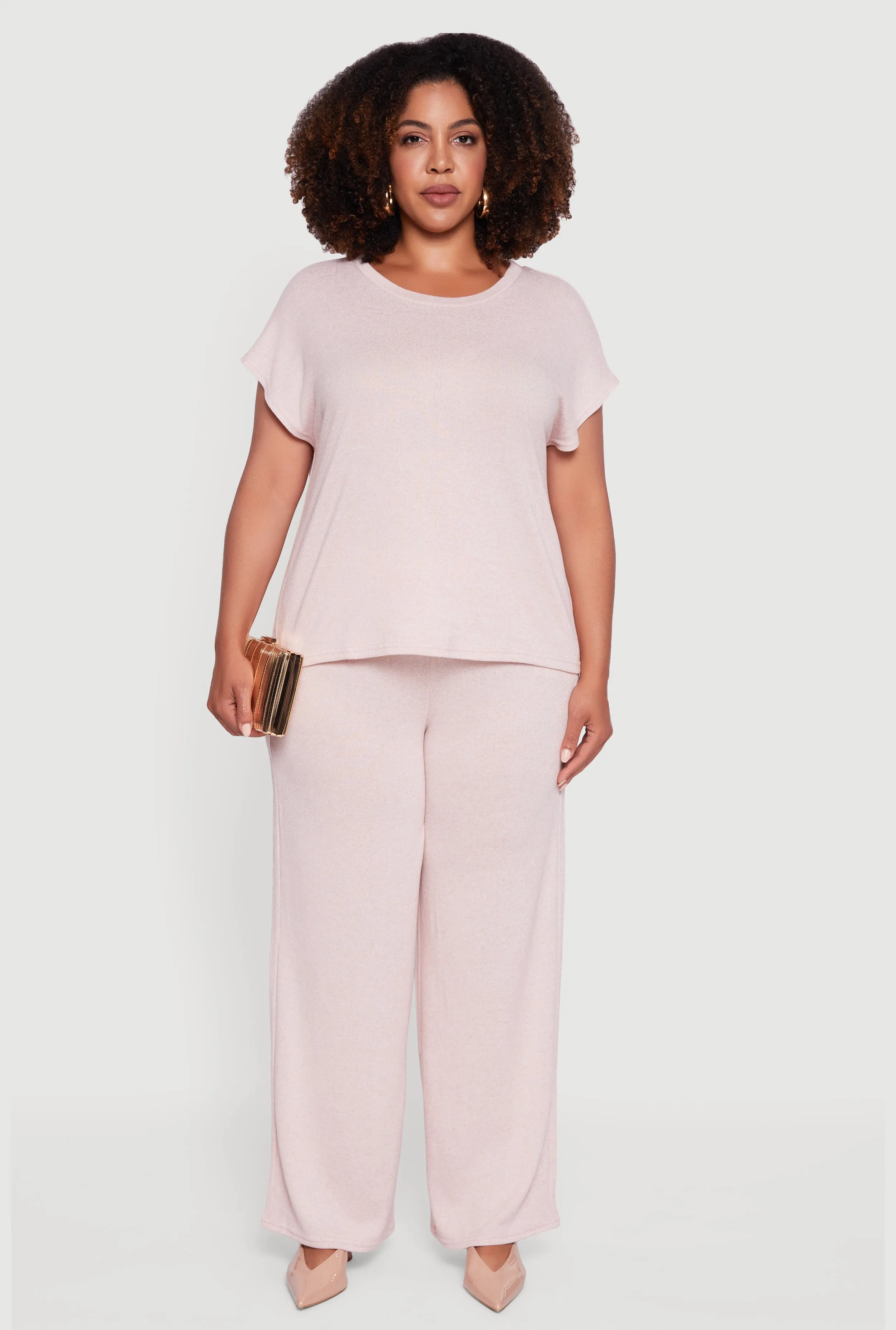 Plus Size Marled Brushed Knit Crew Neck Blouse sold by Rainbow product image thumbnail 3