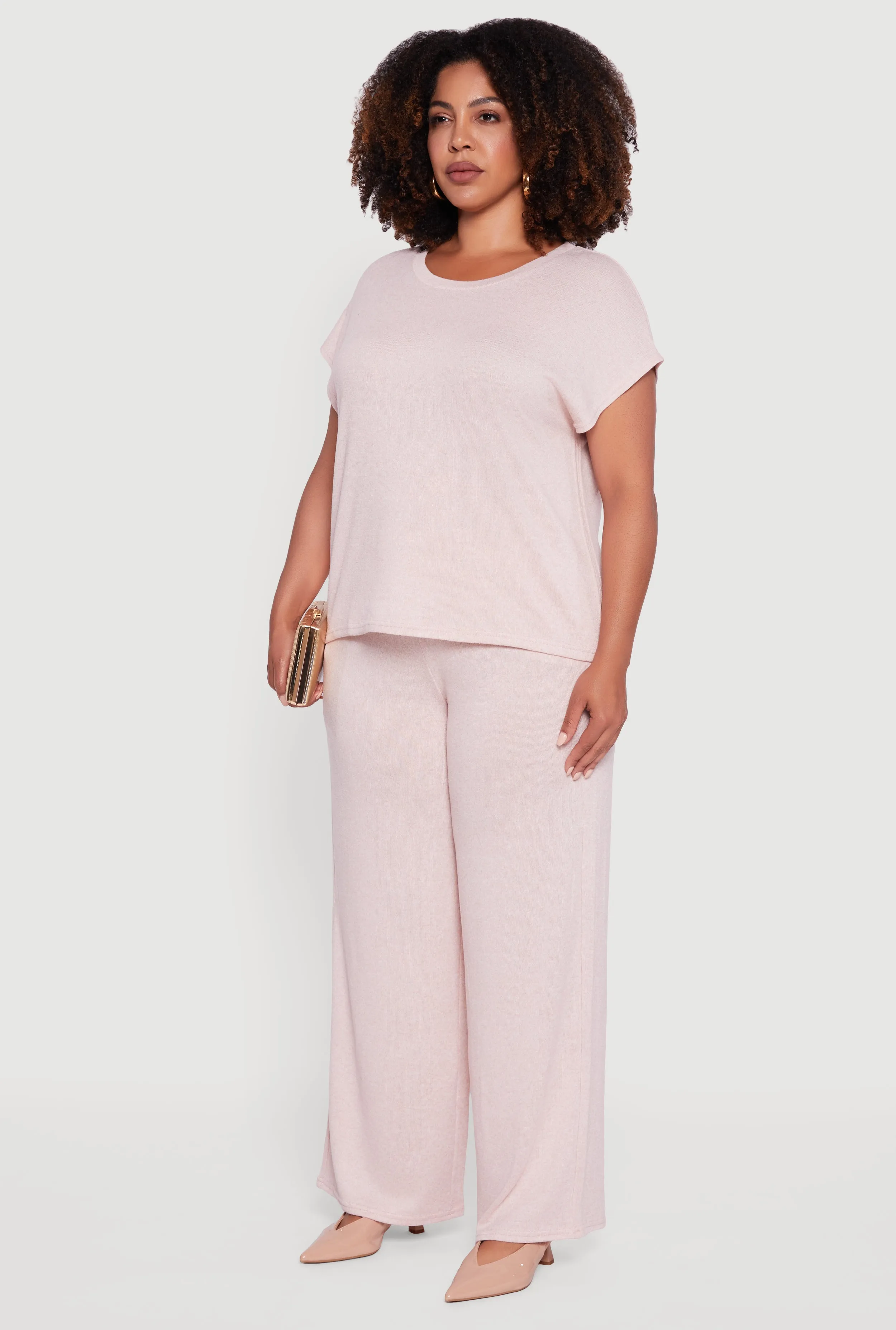 Plus Size Marled Brushed Knit Crew Neck Blouse sold by Rainbow product image thumbnail 5