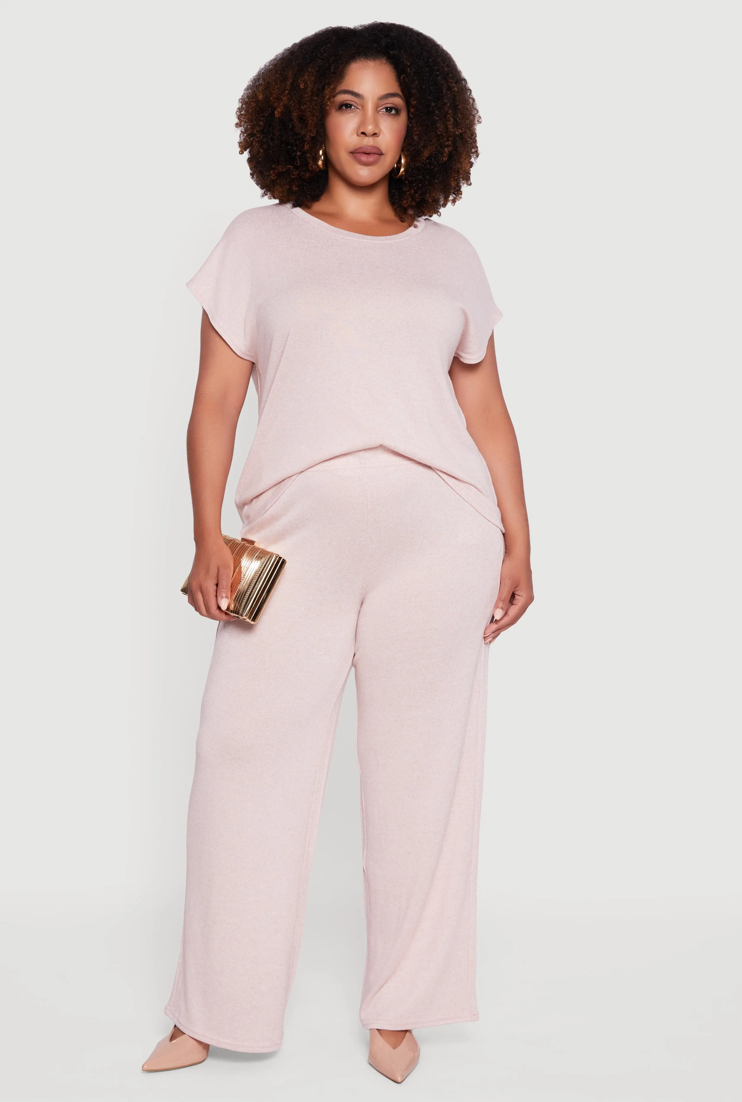 Plus Size Marled Brushed Knit Crew Neck Blouse sold by Rainbow product image thumbnail 2