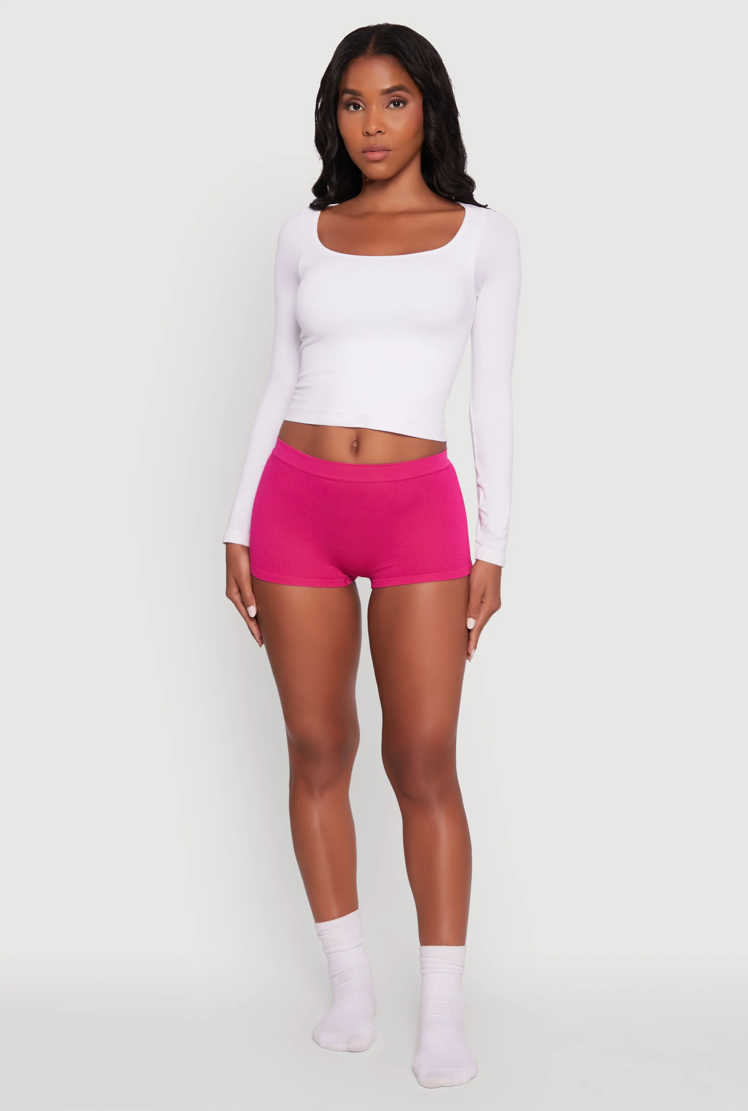 Seamless Ribbed Knit Comfort Boyshort Panty sold by Rainbow product image thumbnail 3