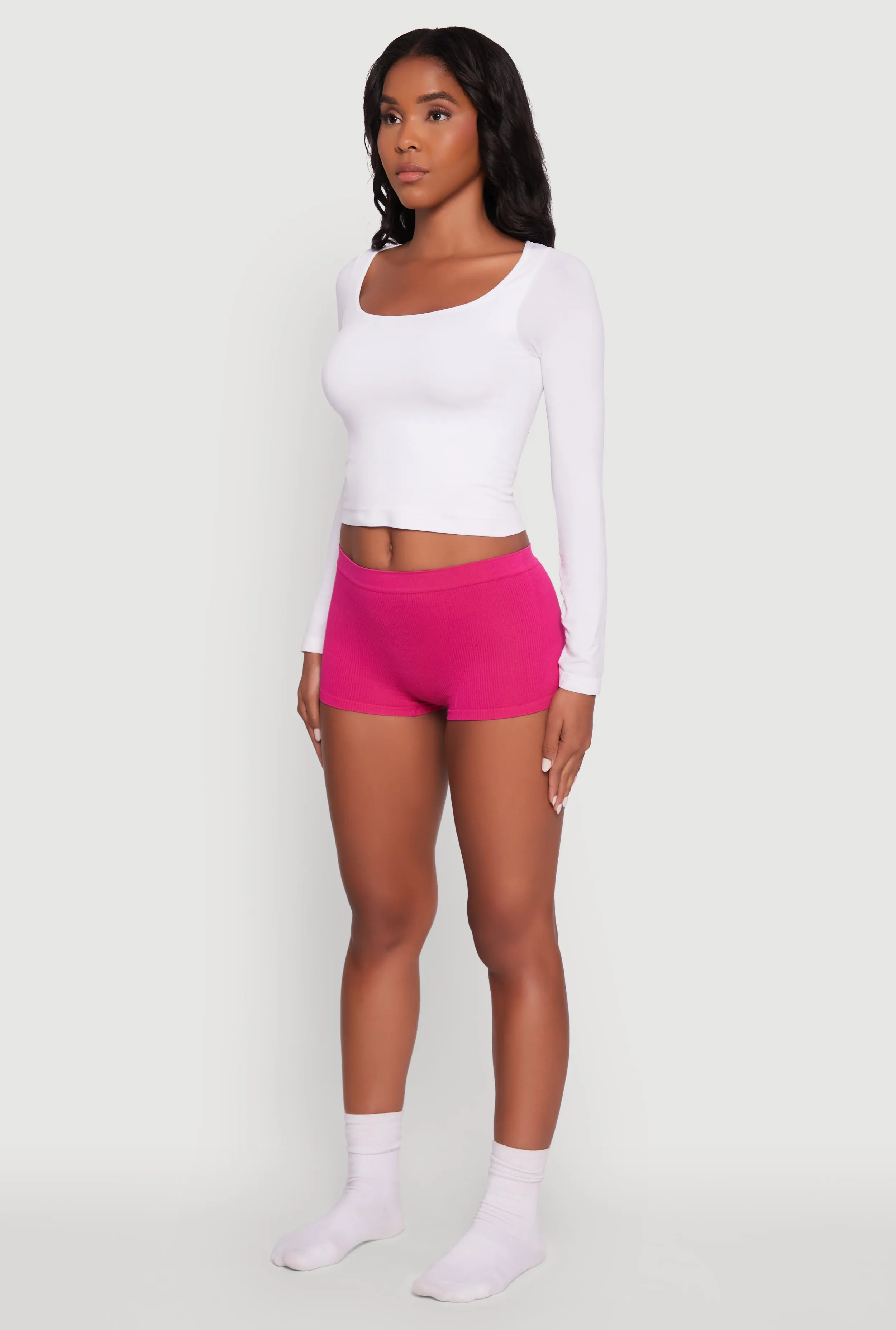 Seamless Ribbed Knit Comfort Boyshort Panty sold by Rainbow product image thumbnail 5