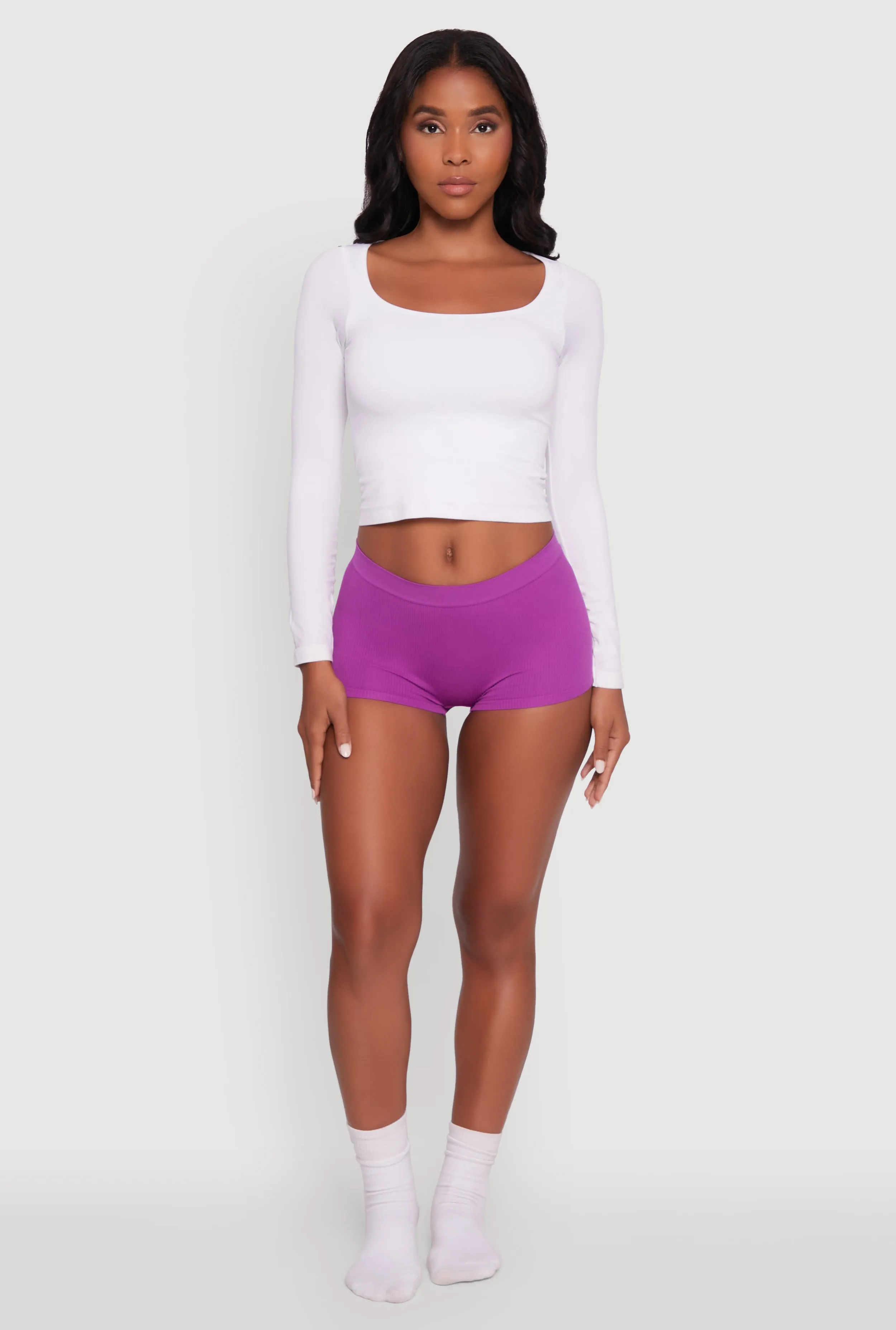 Seamless Ribbed Knit Comfort Boyshort Panty sold by Rainbow product image thumbnail 3