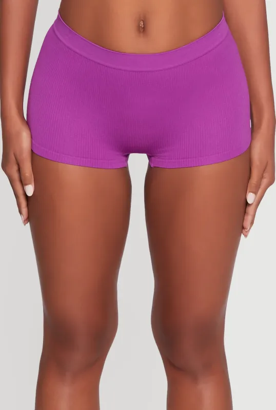 Seamless Ribbed Knit Comfort Boyshort Panty sold by Rainbow