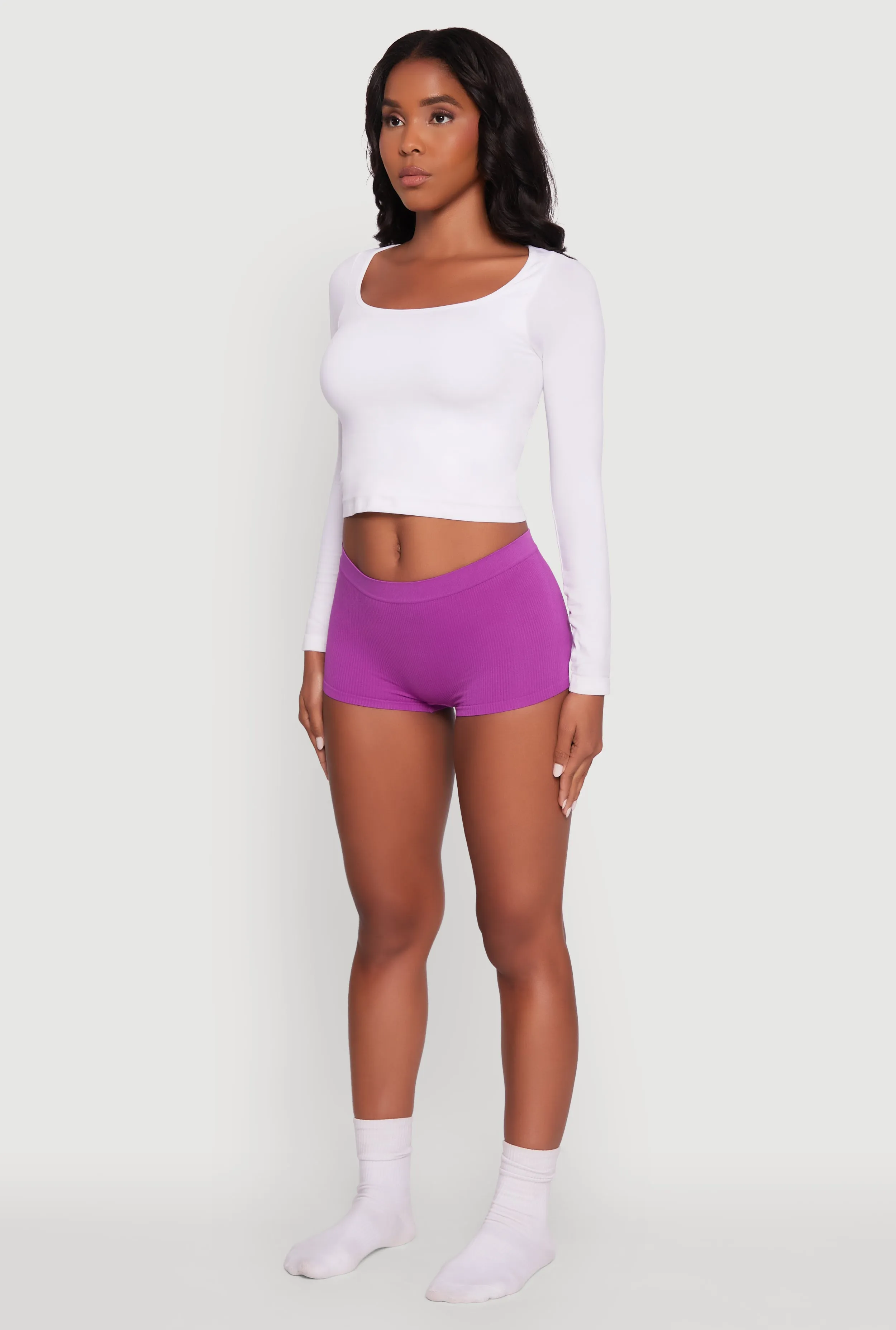 Seamless Ribbed Knit Comfort Boyshort Panty sold by Rainbow product image thumbnail 5