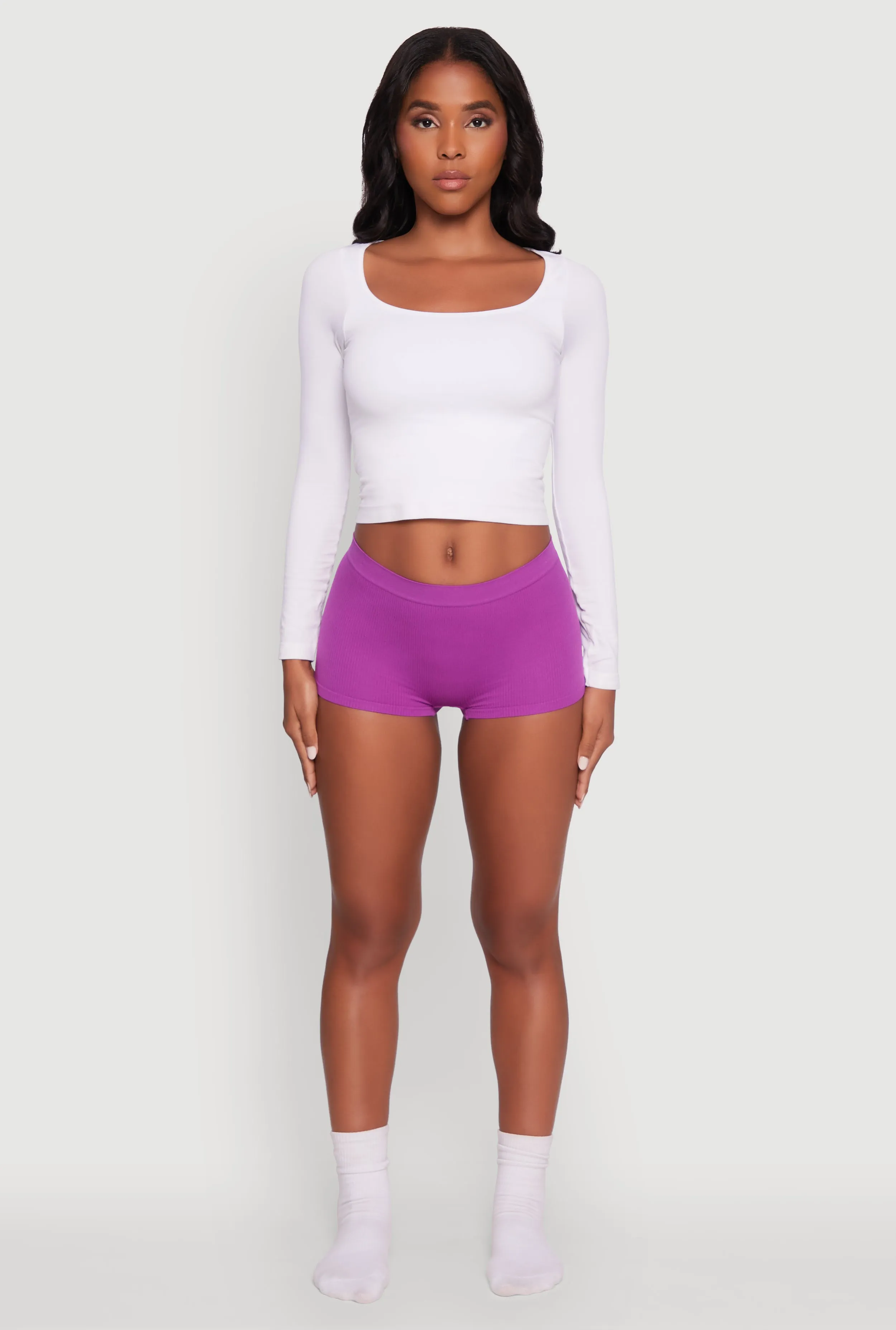 Seamless Ribbed Knit Comfort Boyshort Panty sold by Rainbow product image thumbnail 2