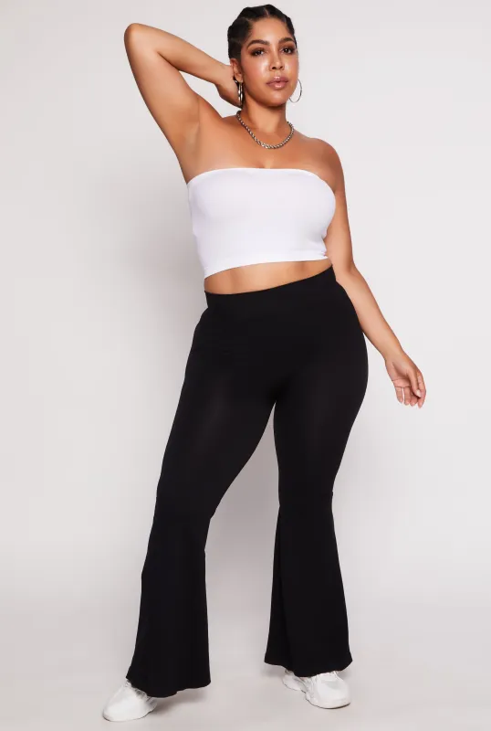 Plus Size Solid High Waisted Flare Pants sold by Rainbow