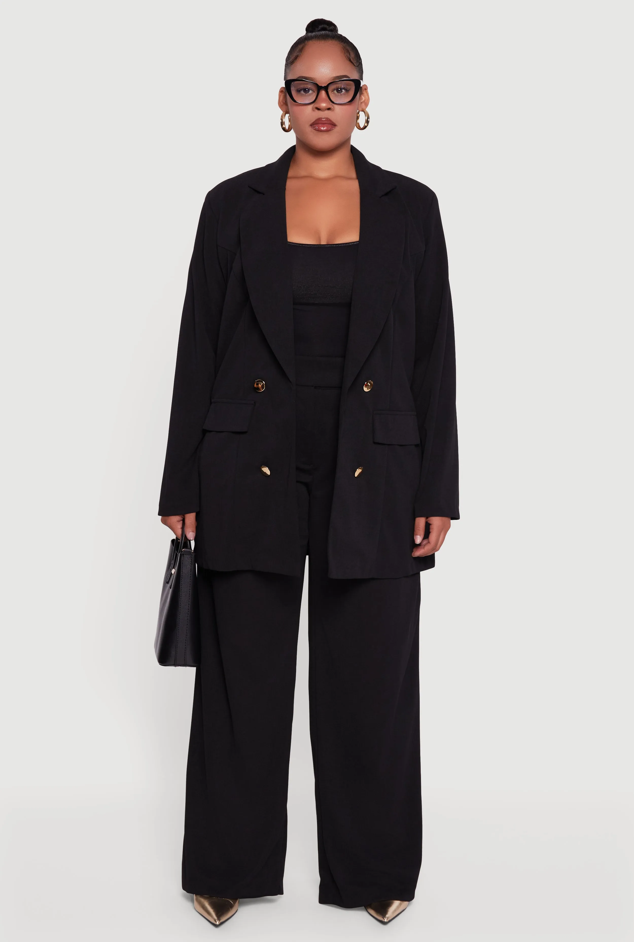 Plus Size Pleated High Waisted Wide Leg Dress Pants sold by Rainbow product image thumbnail 2