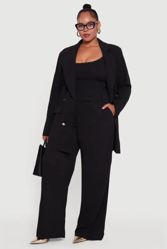 Plus Size Pleated High Waisted Wide Leg Dress Pants sold by Rainbow