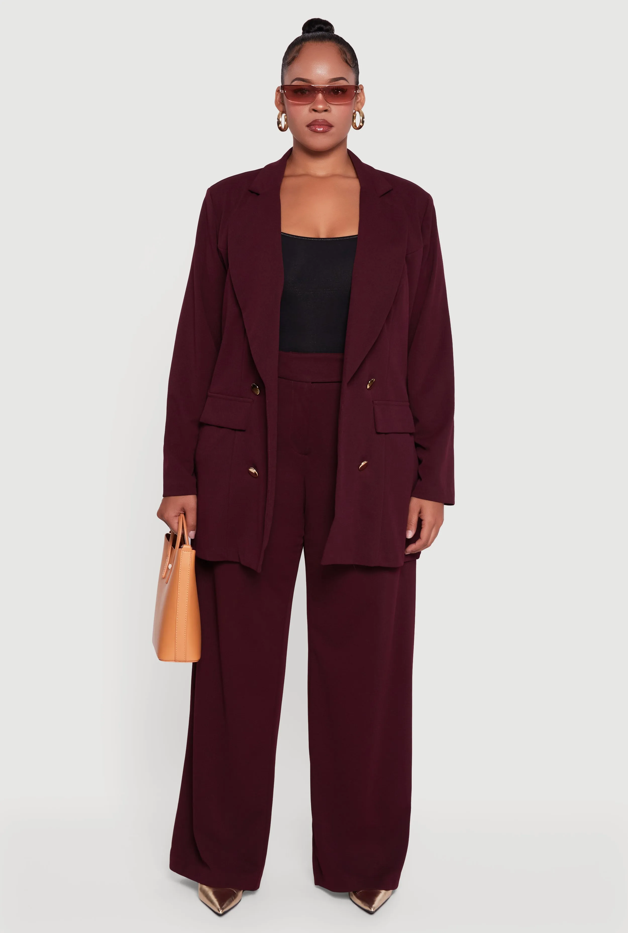 Plus Size Pleated High Waisted Wide Leg Dress Pants sold by Rainbow product image thumbnail 2