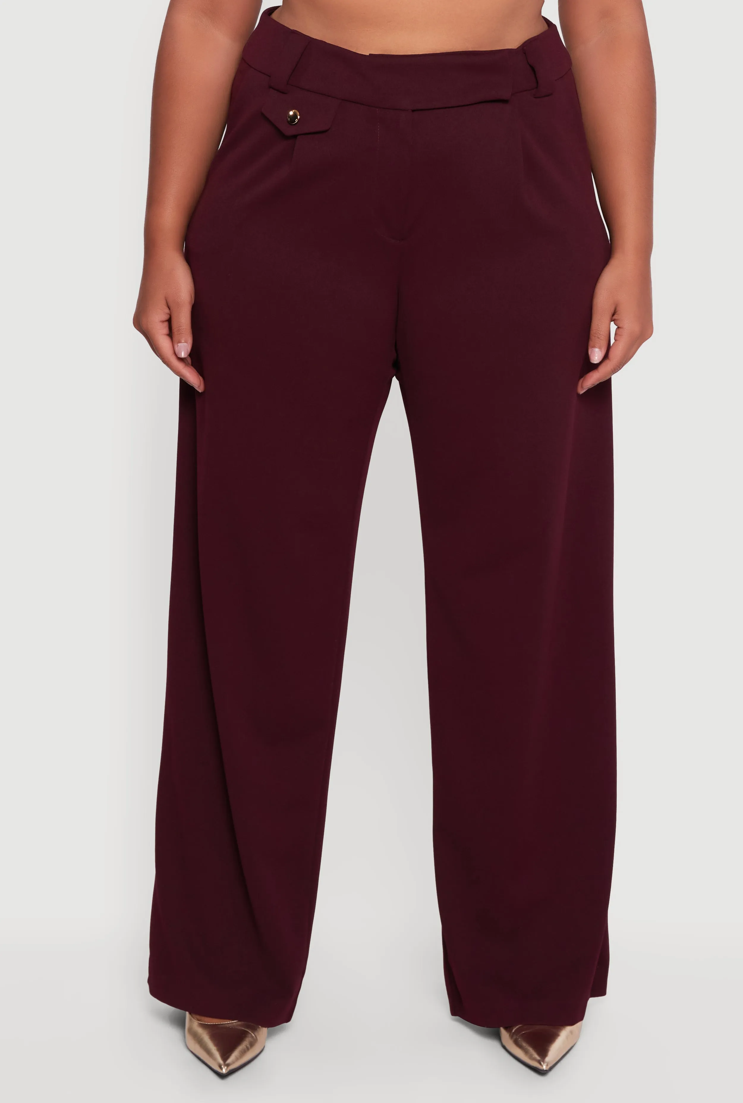 Plus Size Pleated High Waisted Wide Leg Dress Pants sold by Rainbow product image thumbnail 3