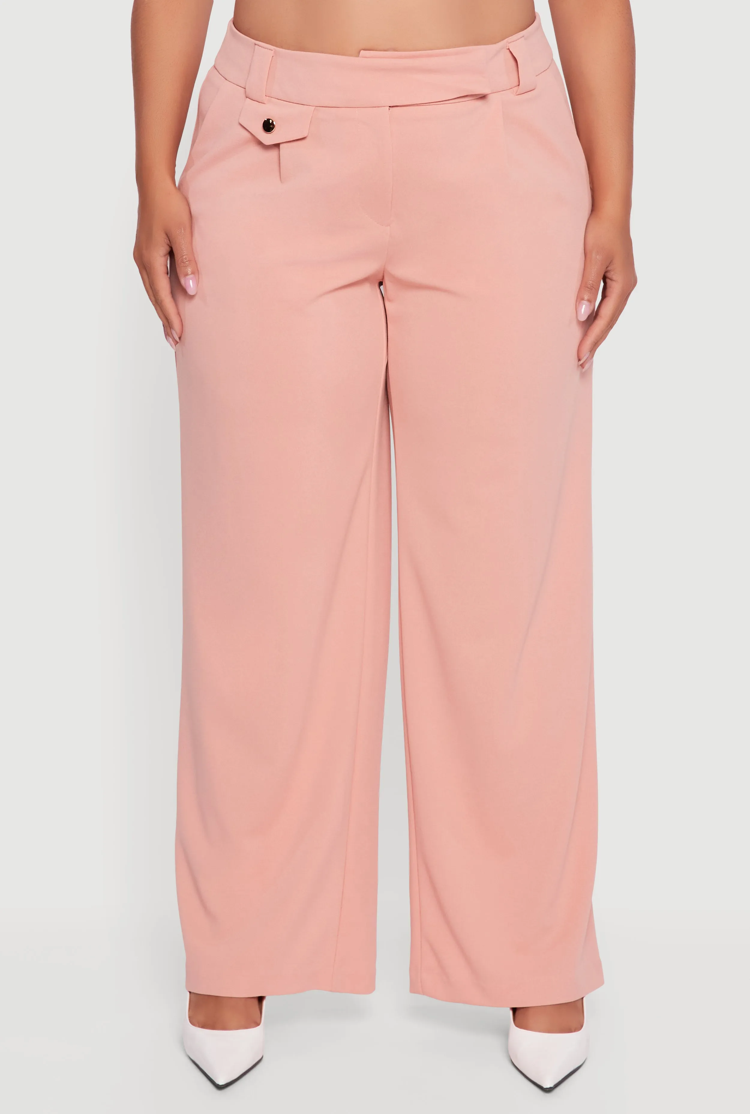 Plus Size Pleated High Waisted Wide Leg Dress Pants sold by Rainbow product image thumbnail 3