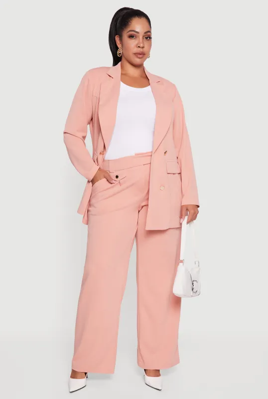 Plus Size Pleated High Waisted Wide Leg Dress Pants sold by Rainbow