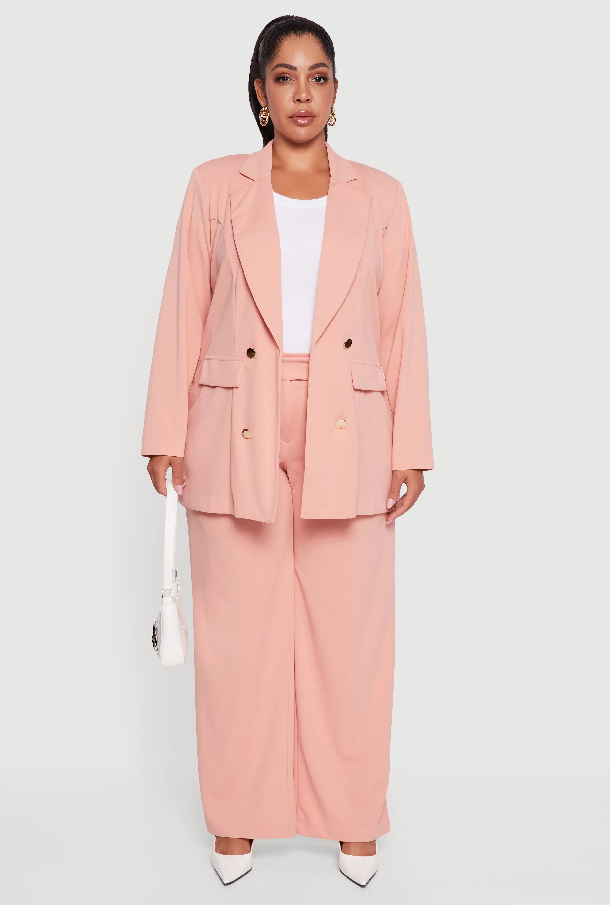 Plus Size Pleated High Waisted Wide Leg Dress Pants sold by Rainbow product image thumbnail 2