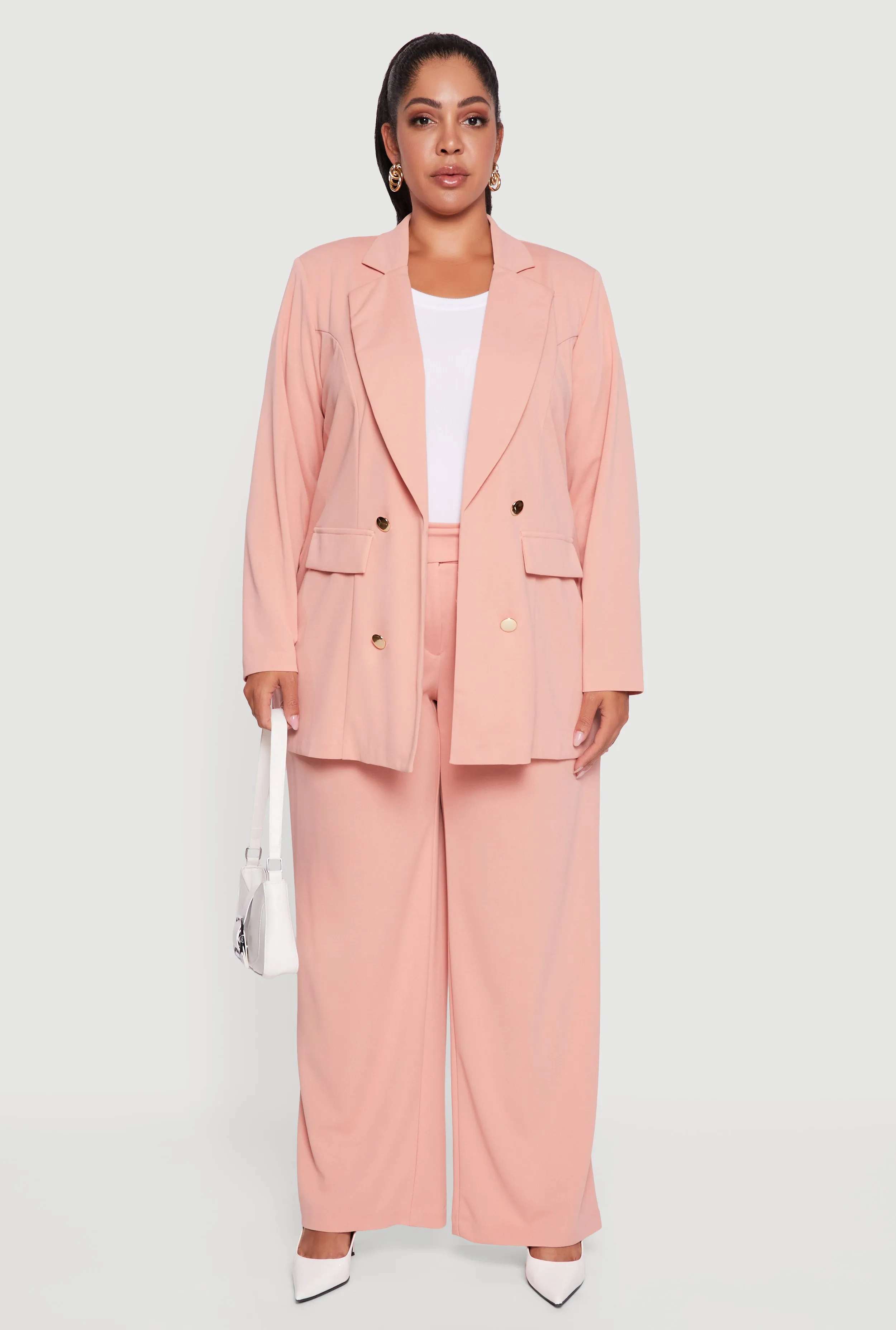 Plus Size Oversized Shoulder Padded Crepe Knit Blazer sold by Rainbow product image thumbnail 3