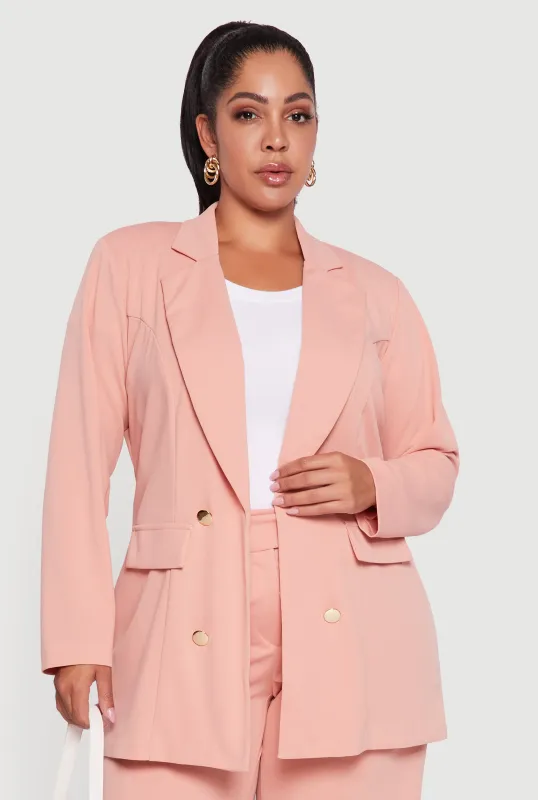 Plus Size Oversized Shoulder Padded Crepe Knit Blazer sold by Rainbow