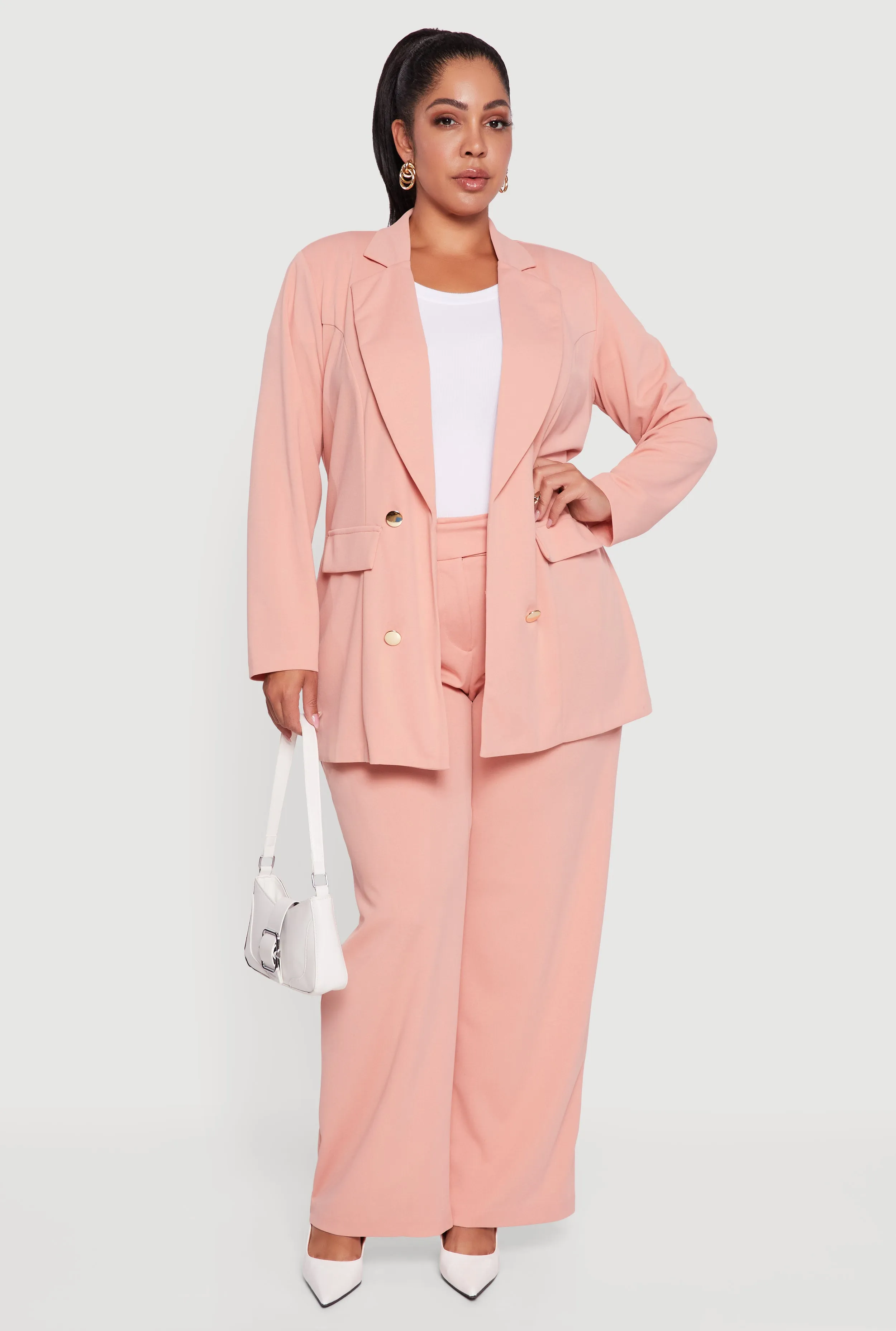 Plus Size Oversized Shoulder Padded Crepe Knit Blazer sold by Rainbow product image thumbnail 2