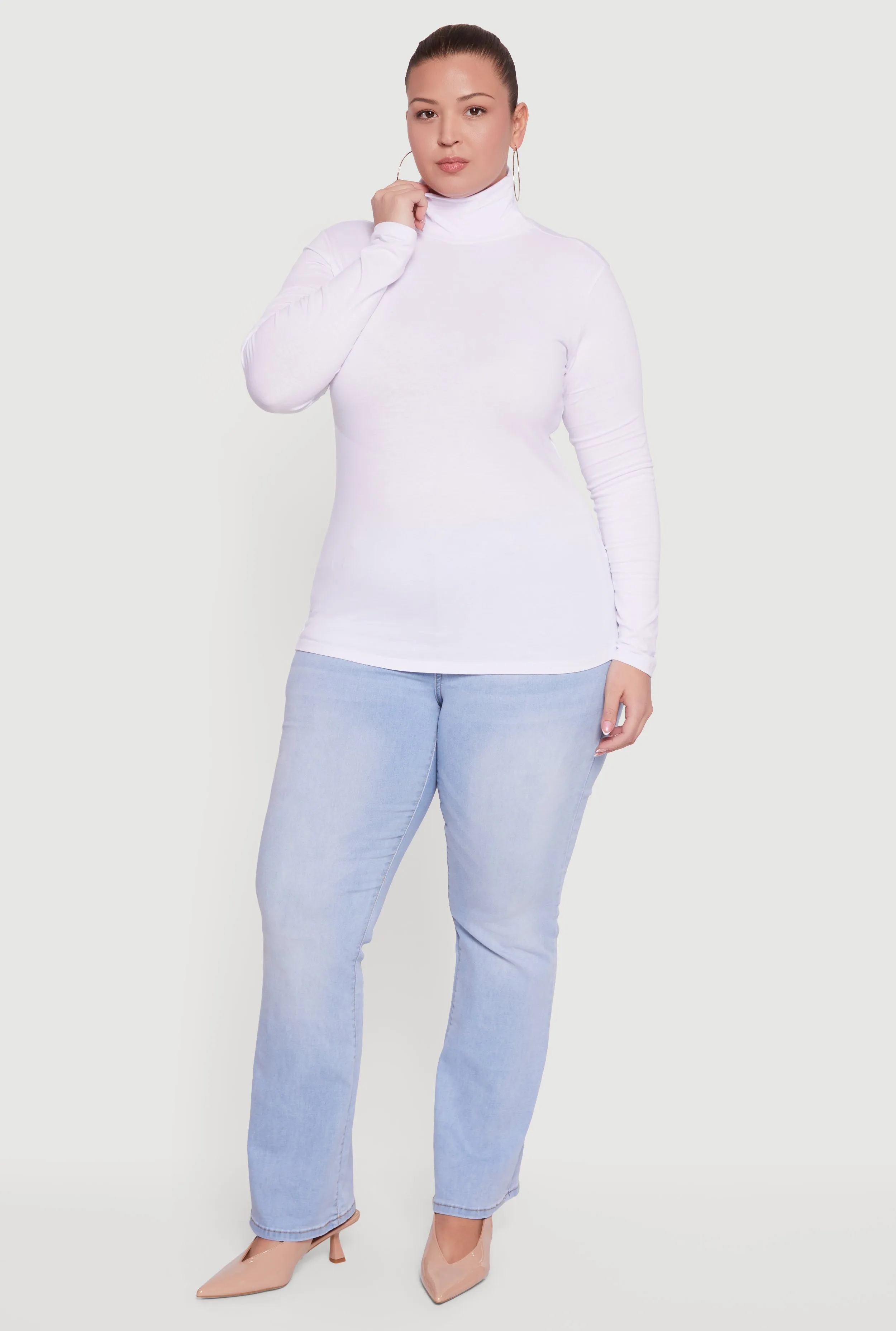 Plus Size Ruched Funnel Neck Long Sleeve Top sold by Rainbow product image thumbnail 4