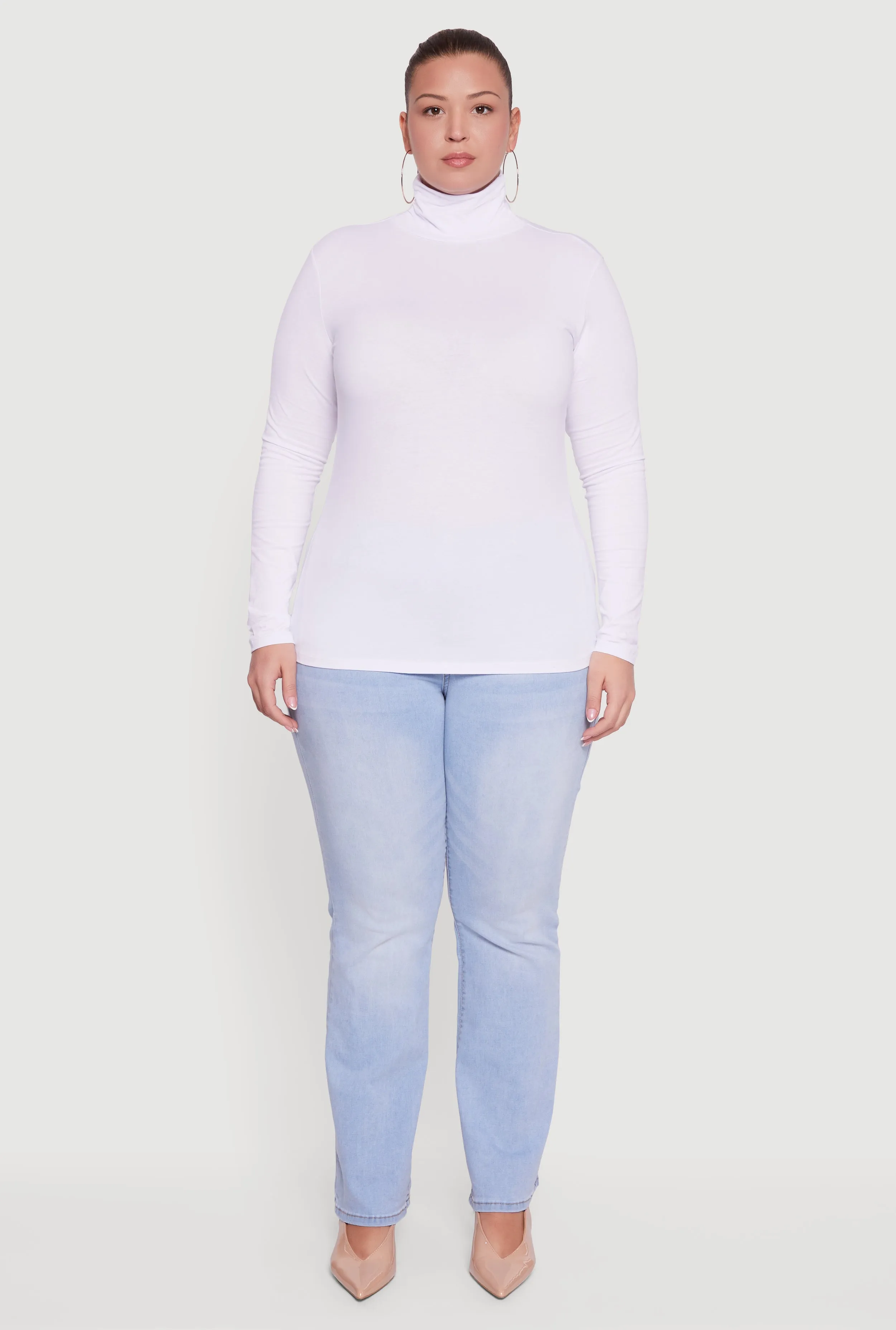 Plus Size Ruched Funnel Neck Long Sleeve Top sold by Rainbow product image thumbnail 3