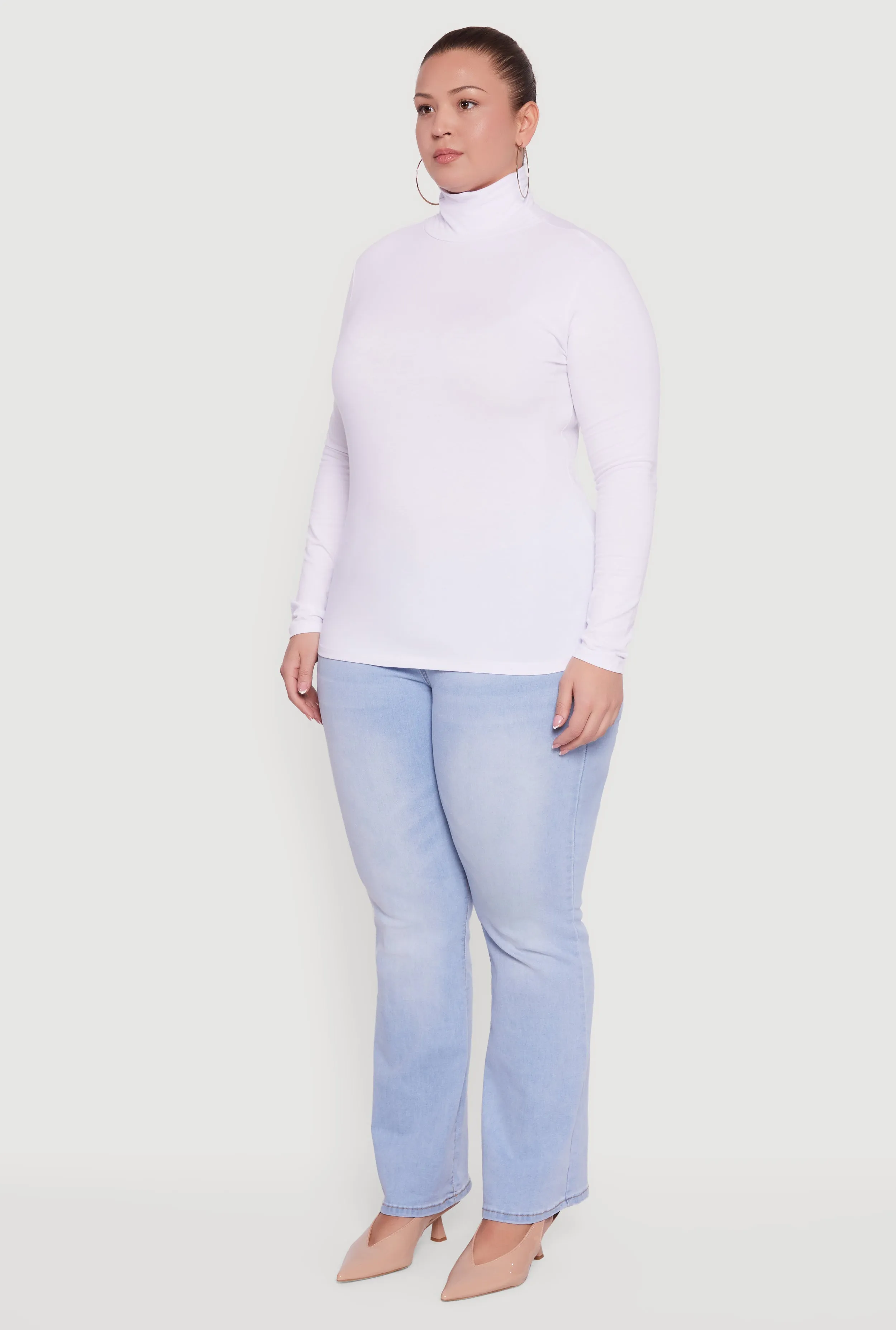 Plus Size Ruched Funnel Neck Long Sleeve Top sold by Rainbow product image thumbnail 5