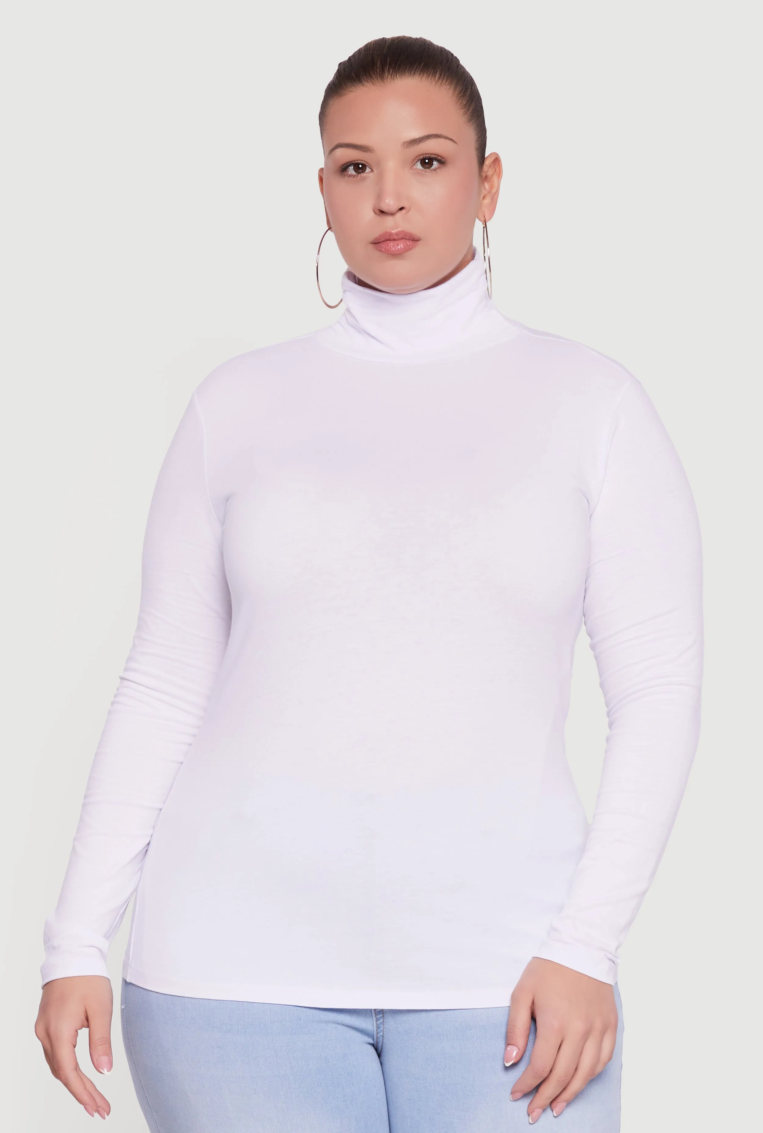 Plus Size Ruched Funnel Neck Long Sleeve Top sold by Rainbow product image thumbnail 2