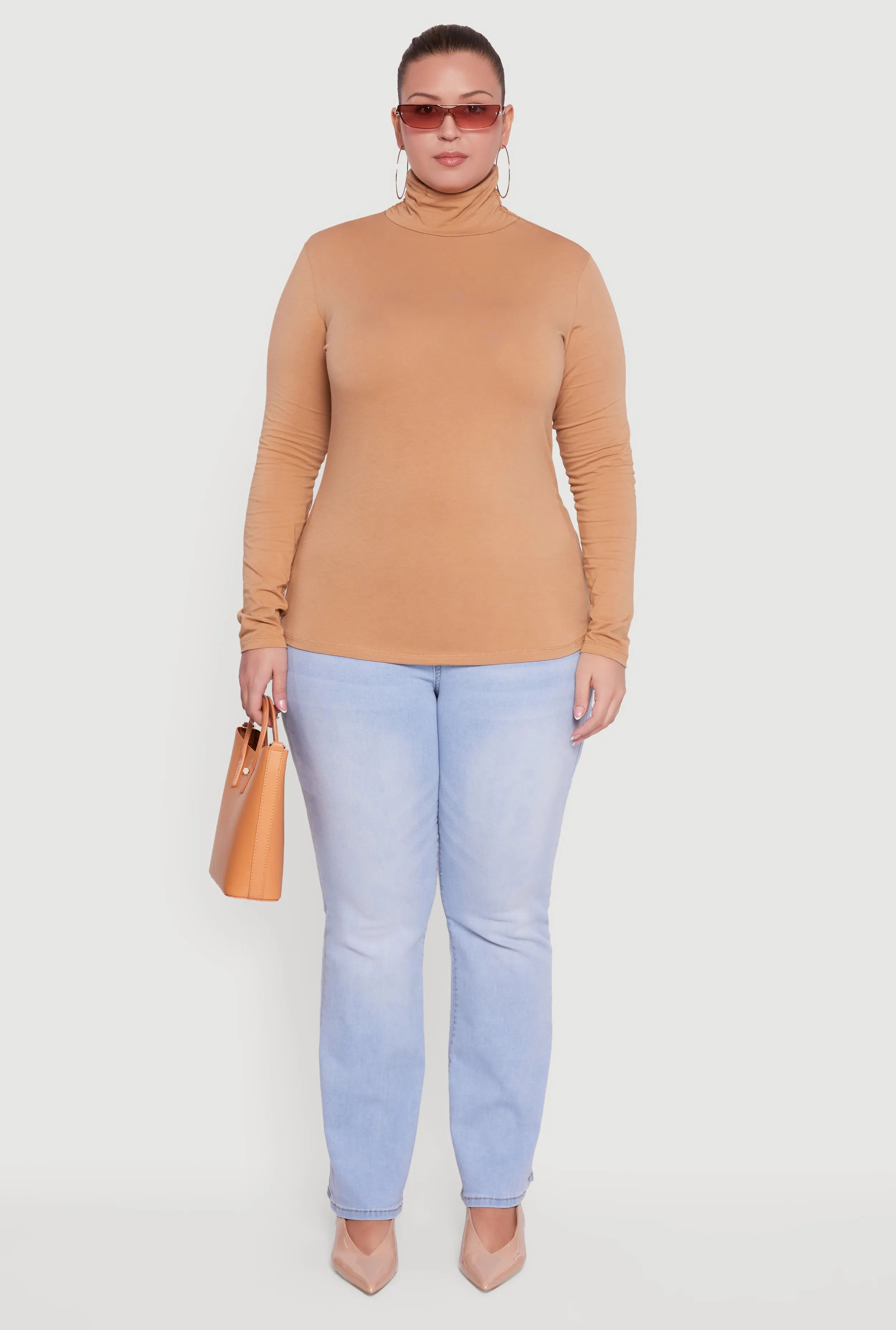 Plus Size Ruched Funnel Neck Long Sleeve Top sold by Rainbow product image thumbnail 3