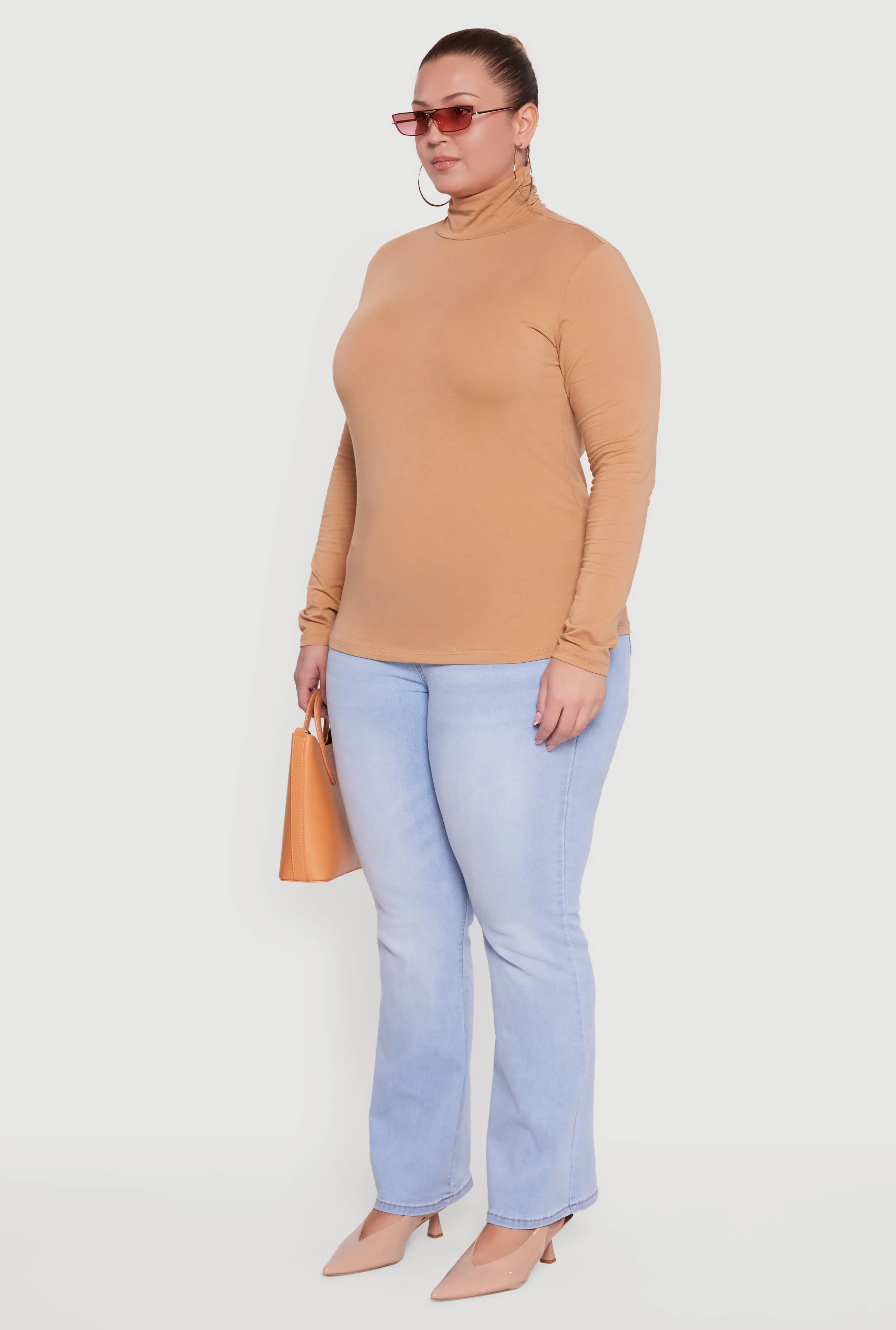 Plus Size Ruched Funnel Neck Long Sleeve Top sold by Rainbow product image thumbnail 5