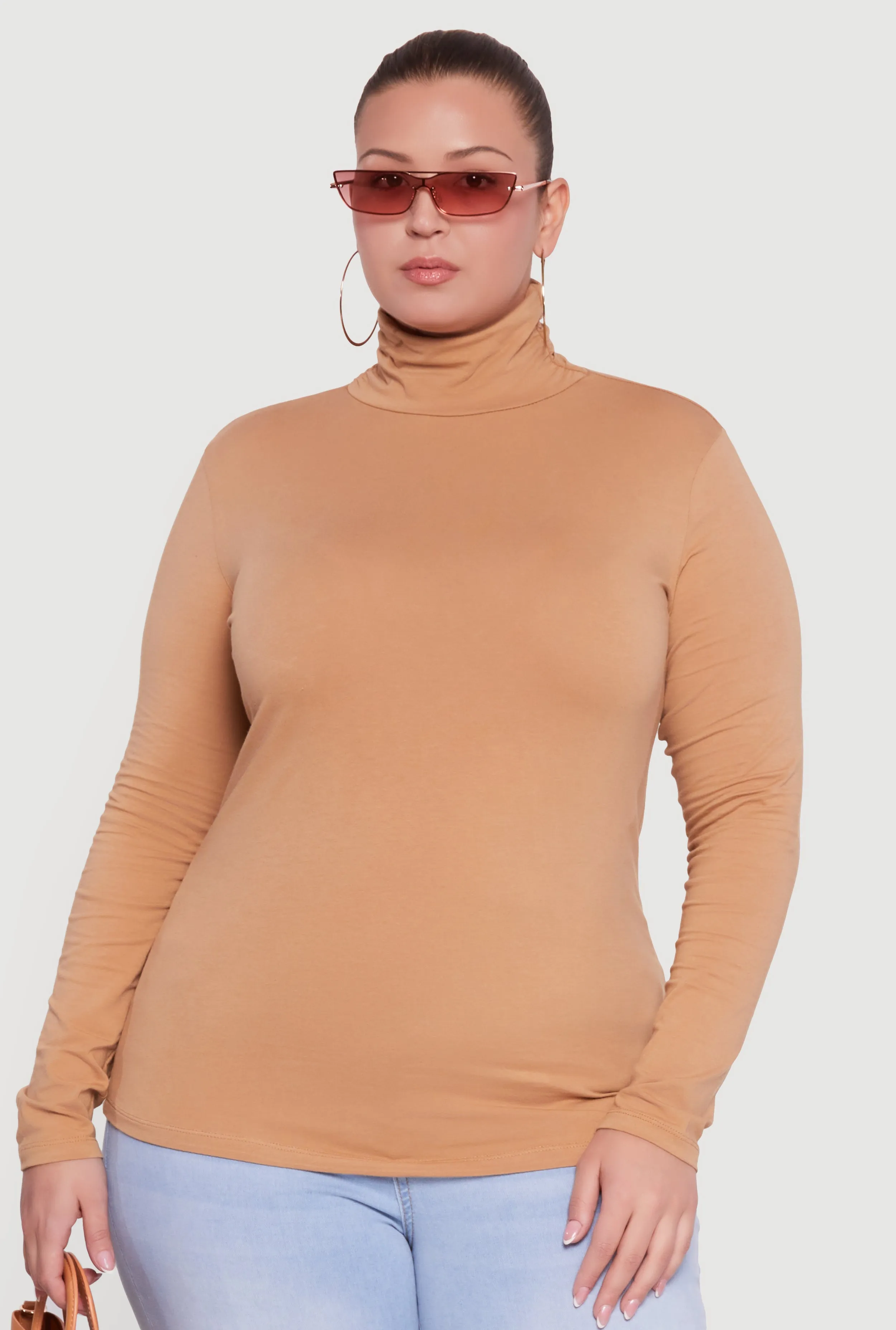 Plus Size Ruched Funnel Neck Long Sleeve Top sold by Rainbow product image thumbnail 2