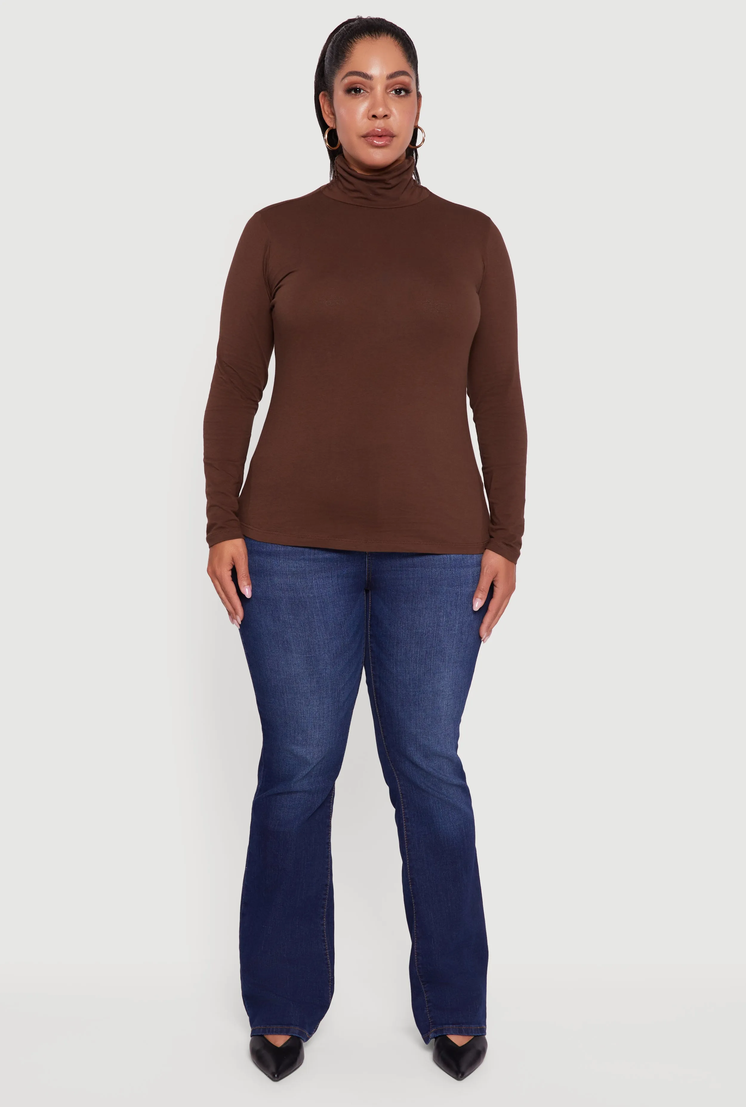 Plus Size Ruched Funnel Neck Long Sleeve Top sold by Rainbow product image thumbnail 3