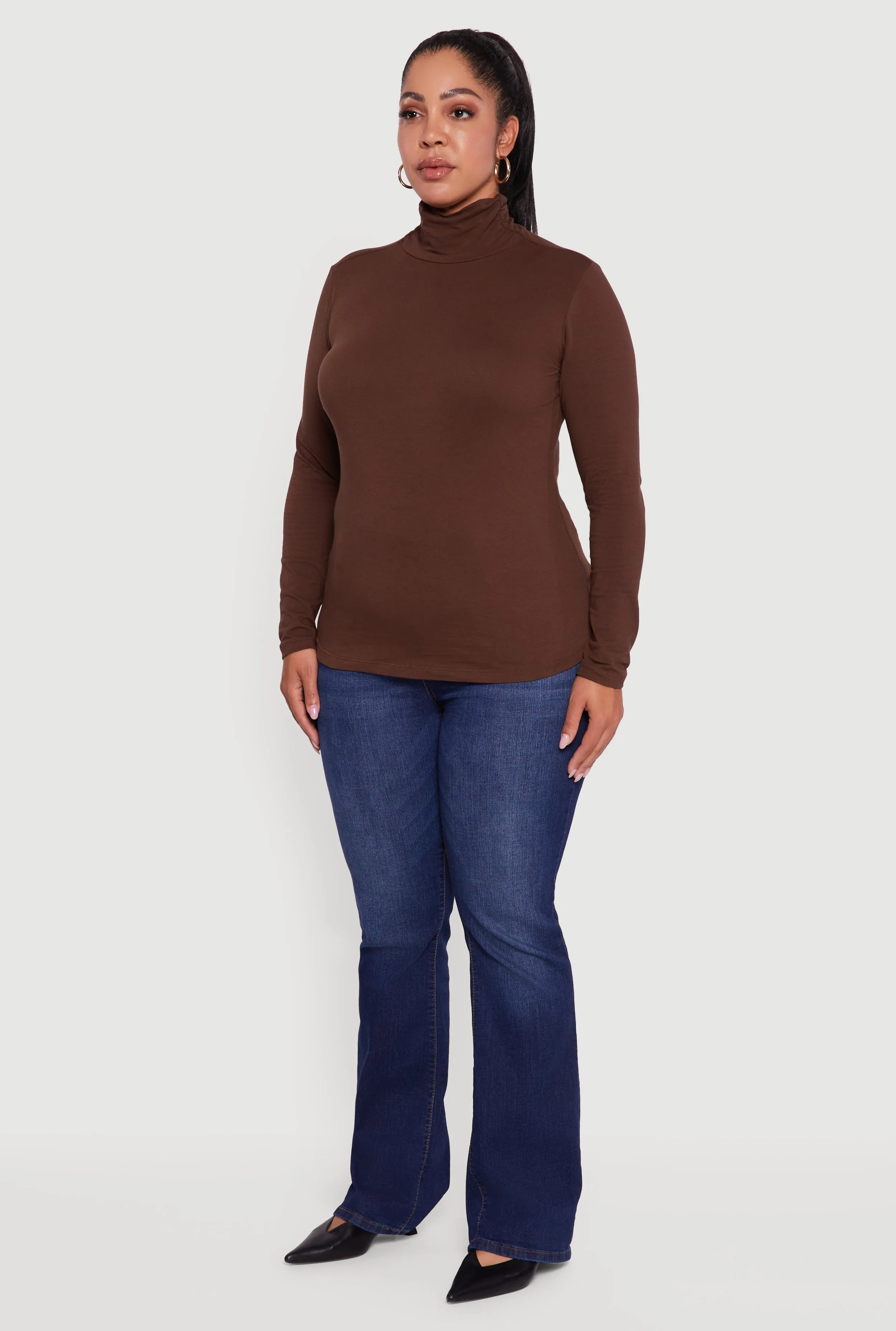 Plus Size Ruched Funnel Neck Long Sleeve Top sold by Rainbow product image thumbnail 5