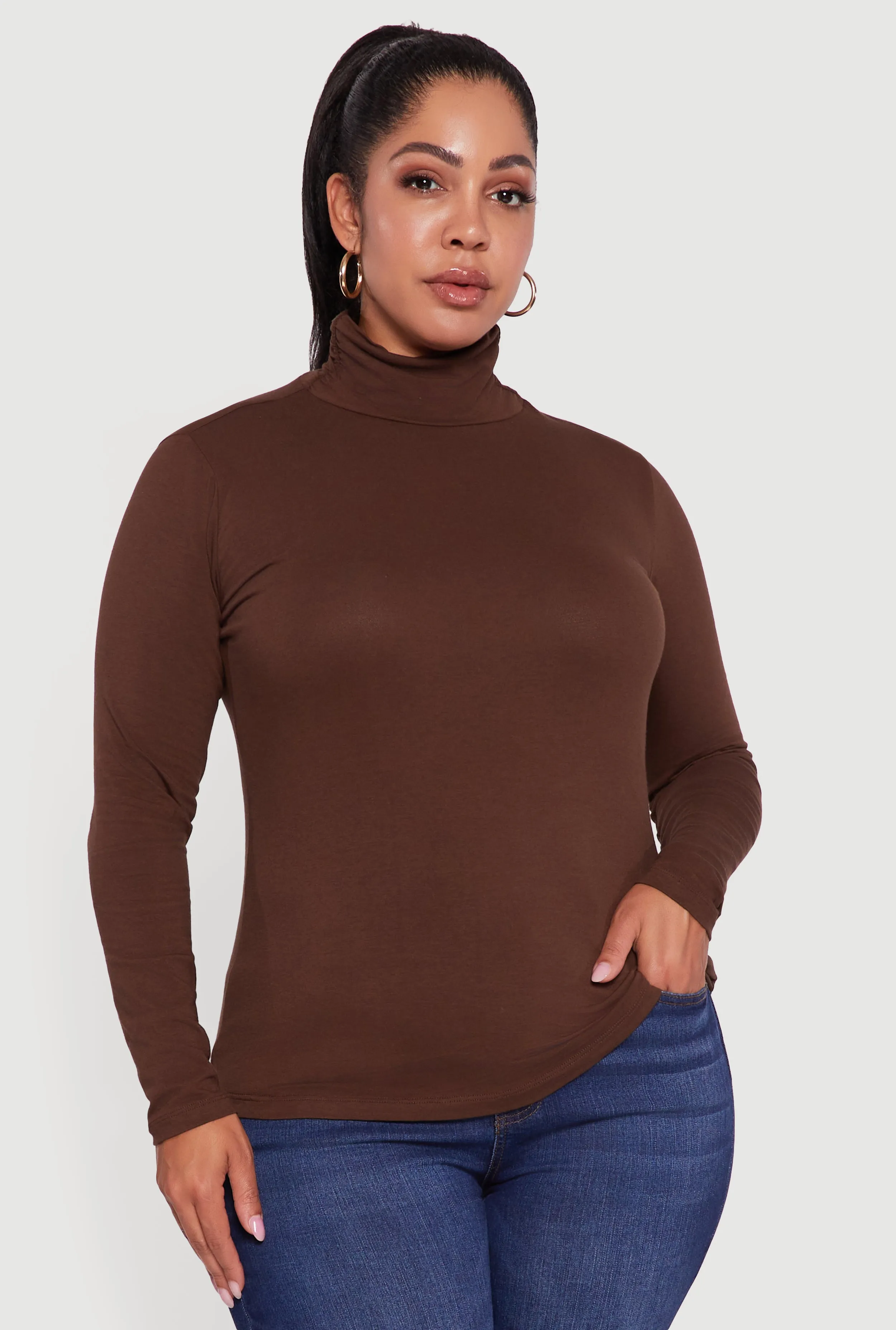 Plus Size Ruched Funnel Neck Long Sleeve Top sold by Rainbow product image thumbnail 2