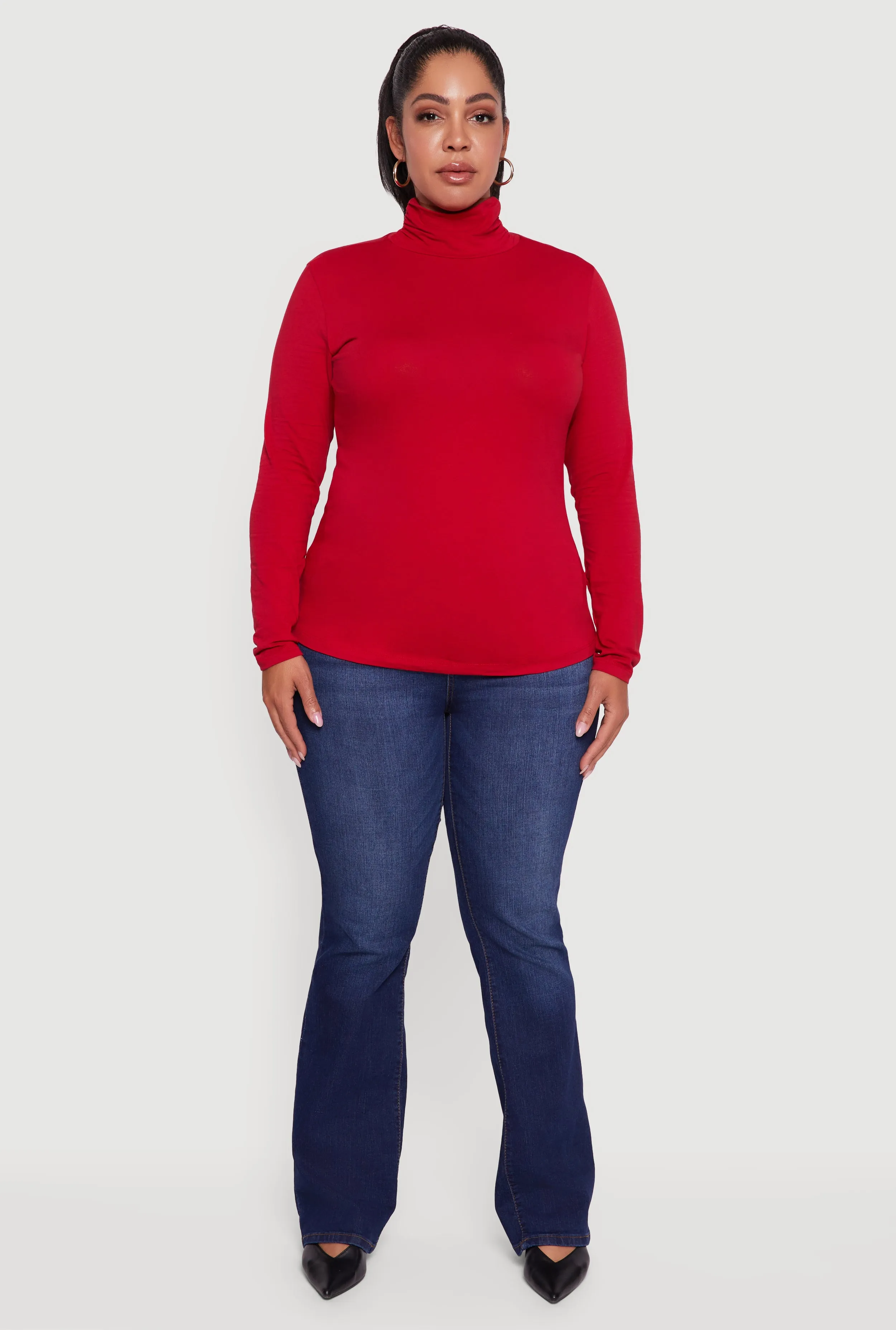 Plus Size Ruched Funnel Neck Long Sleeve Top sold by Rainbow product image thumbnail 3