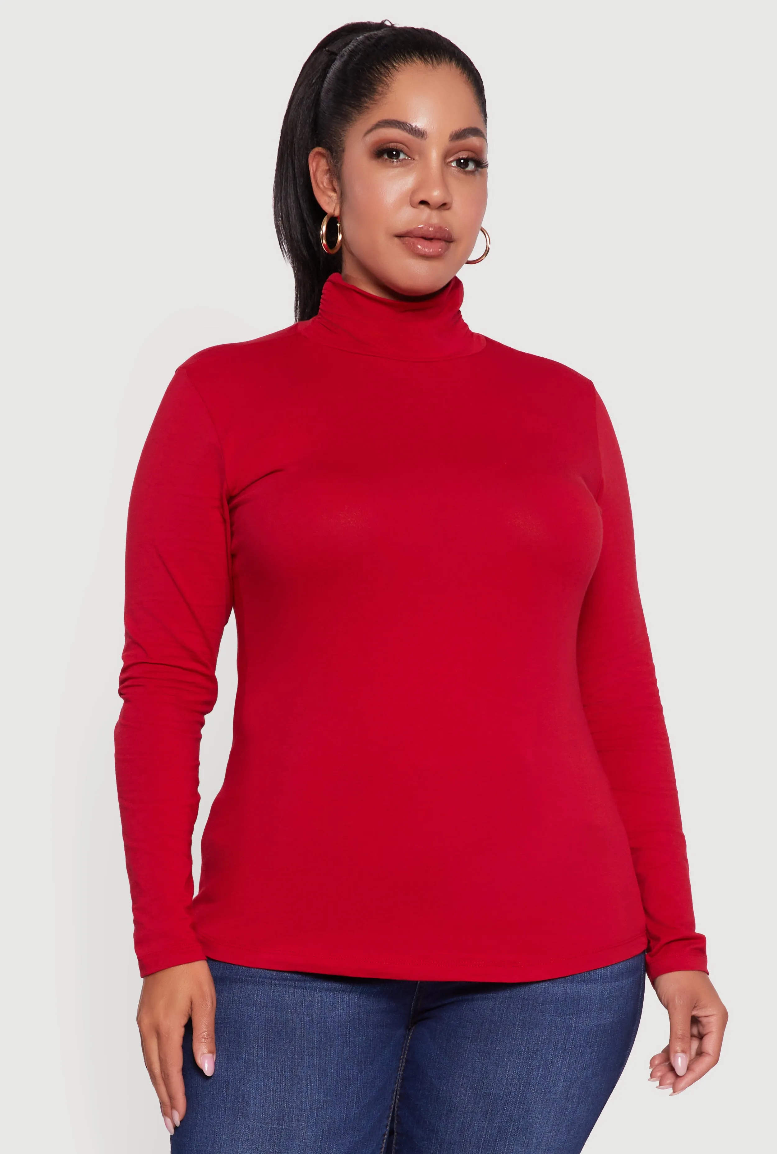 Plus Size Ruched Funnel Neck Long Sleeve Top sold by Rainbow product image thumbnail 2