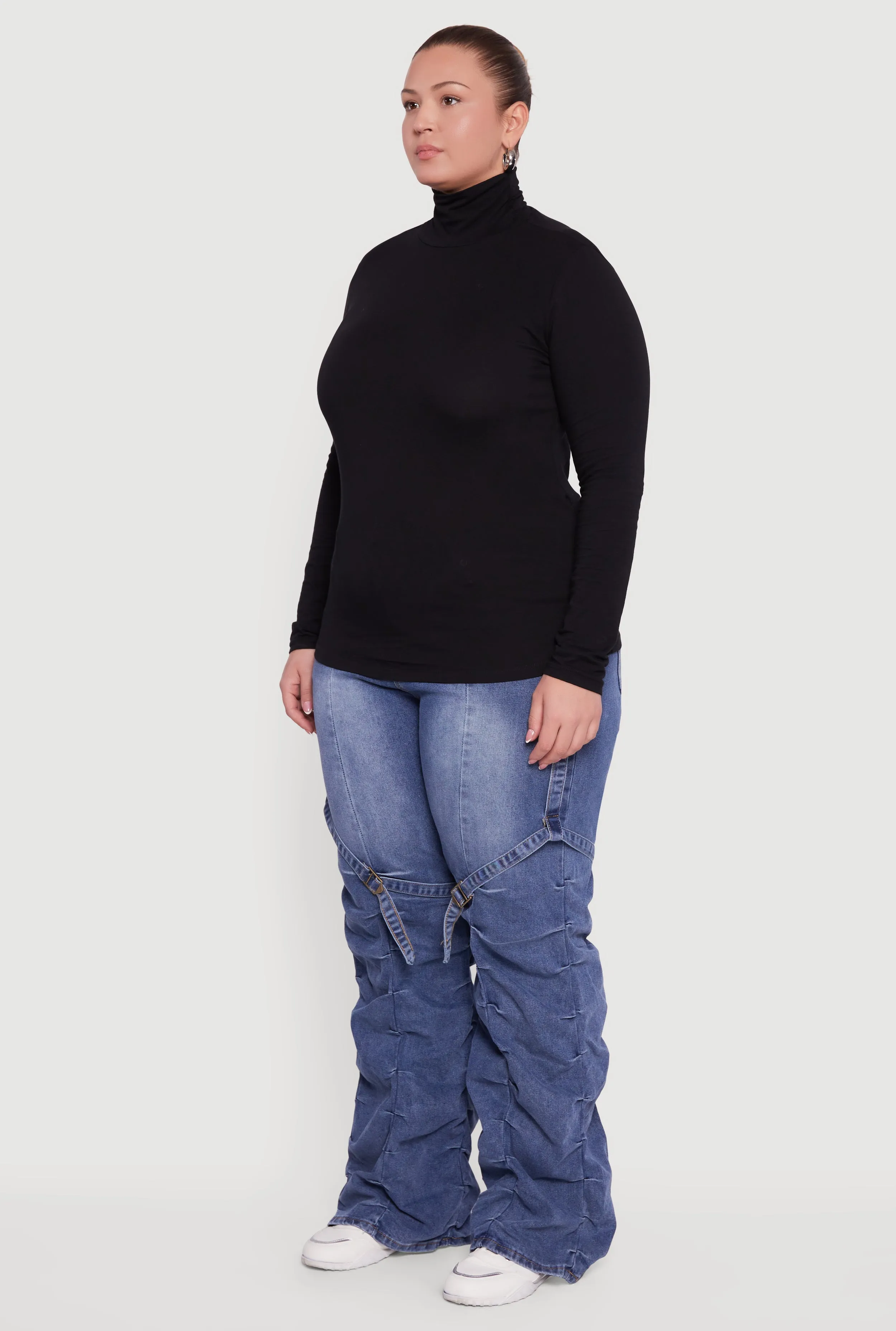 Plus Size Ruched Funnel Neck Long Sleeve Top sold by Rainbow product image thumbnail 5