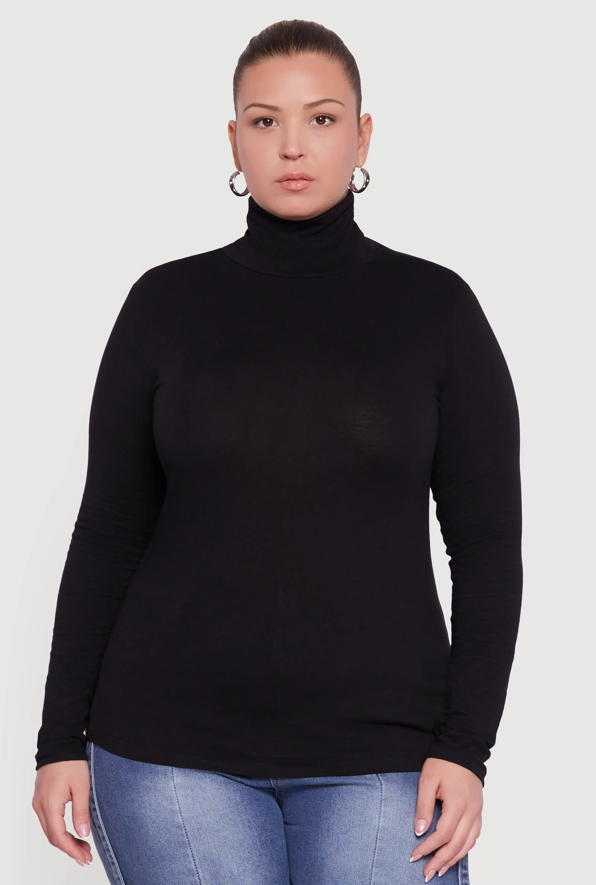 Plus Size Ruched Funnel Neck Long Sleeve Top sold by Rainbow product image thumbnail 2