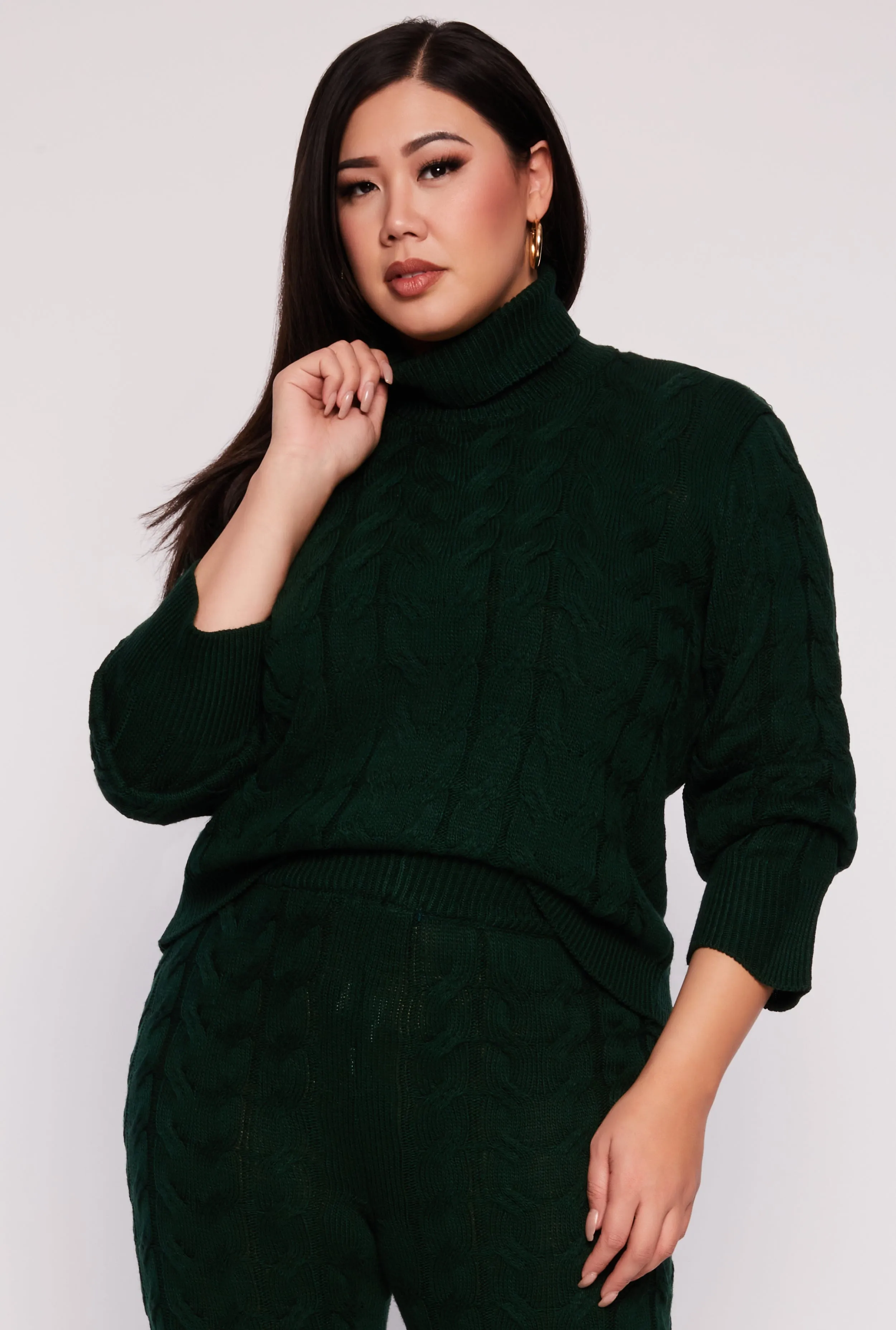 Plus Size Cable Knit Turtleneck Sweater sold by Rainbow product image thumbnail 3