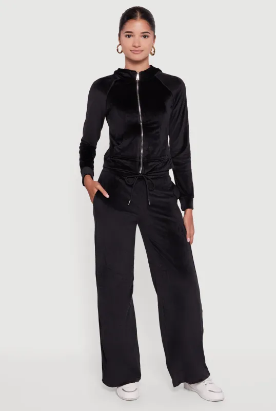 Mid Rise Velour Wide Leg Sweatpants sold by Rainbow