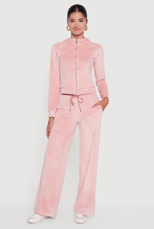 Mid Rise Velour Wide Leg Sweatpants sold by Rainbow