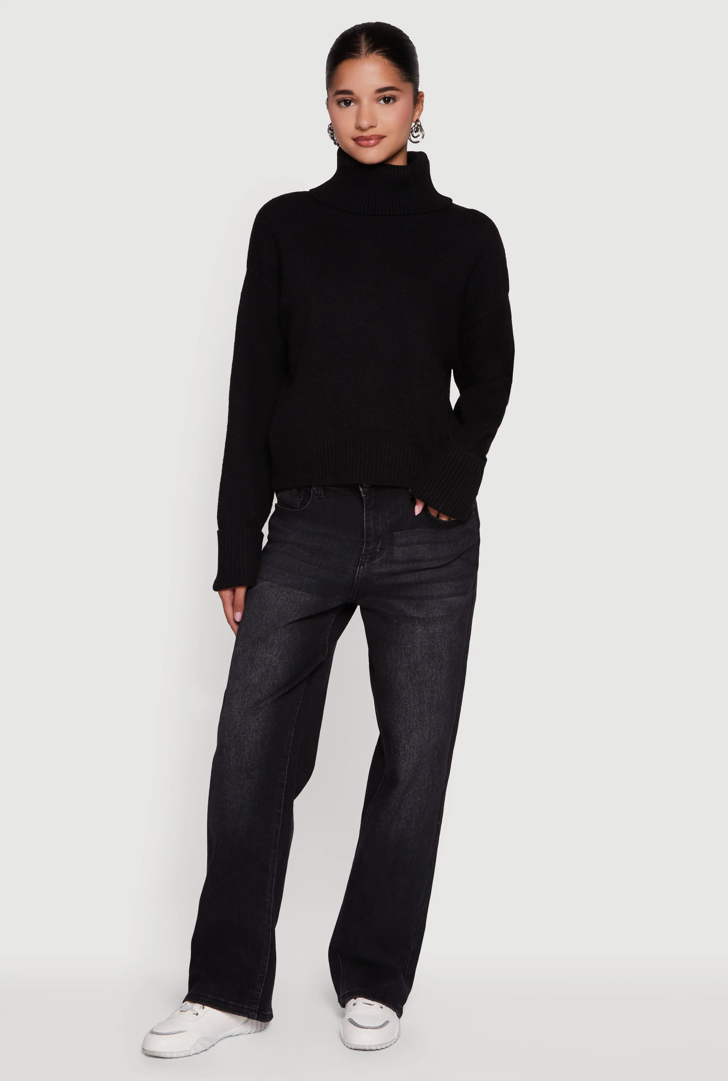 Almost Famous Brushed Knit Cropped Turtle Neck Sweater sold by Rainbow product image thumbnail 4