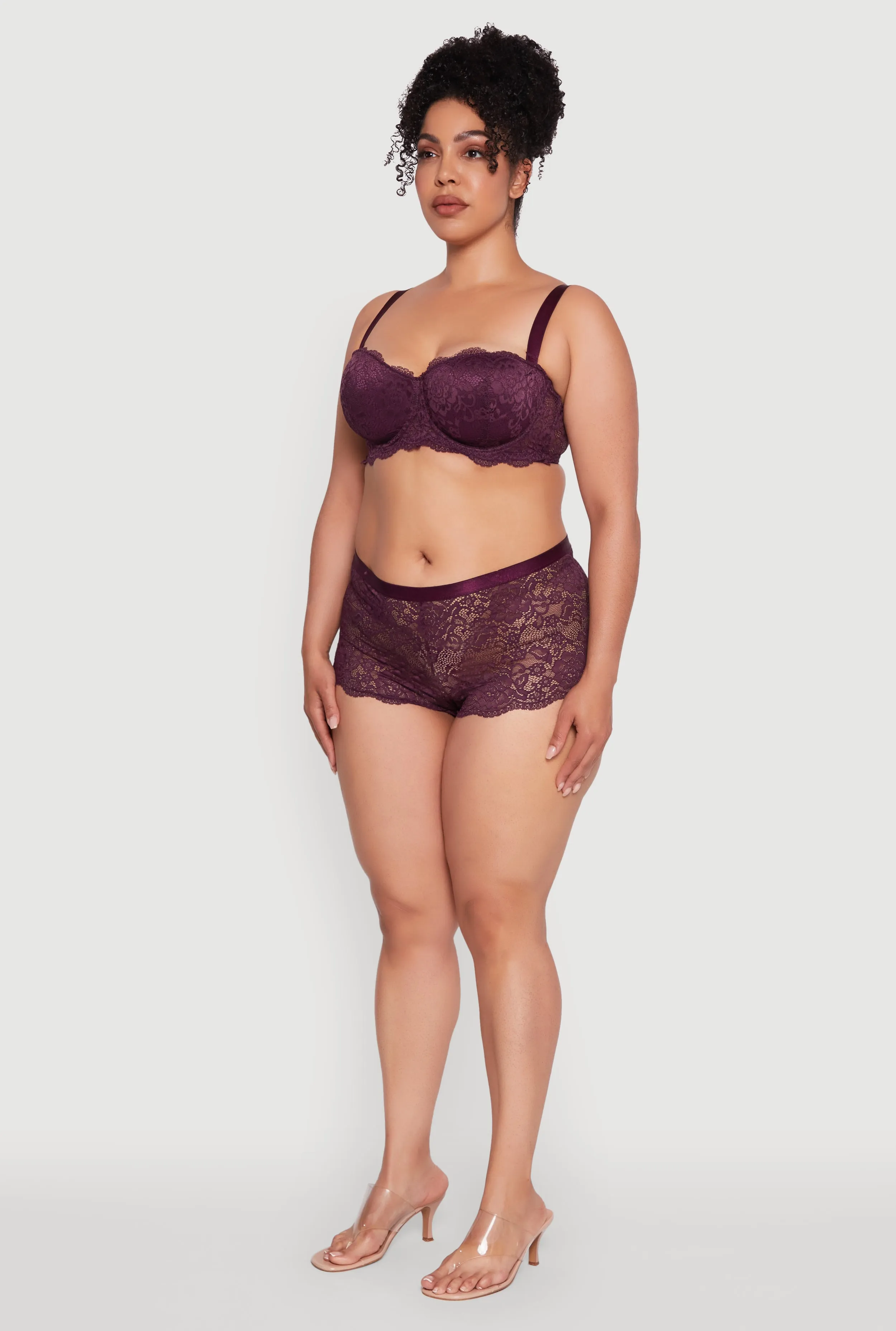 Plus Size Floral Lace Scalloped Edge Boyshort Panty sold by Rainbow product image thumbnail 5