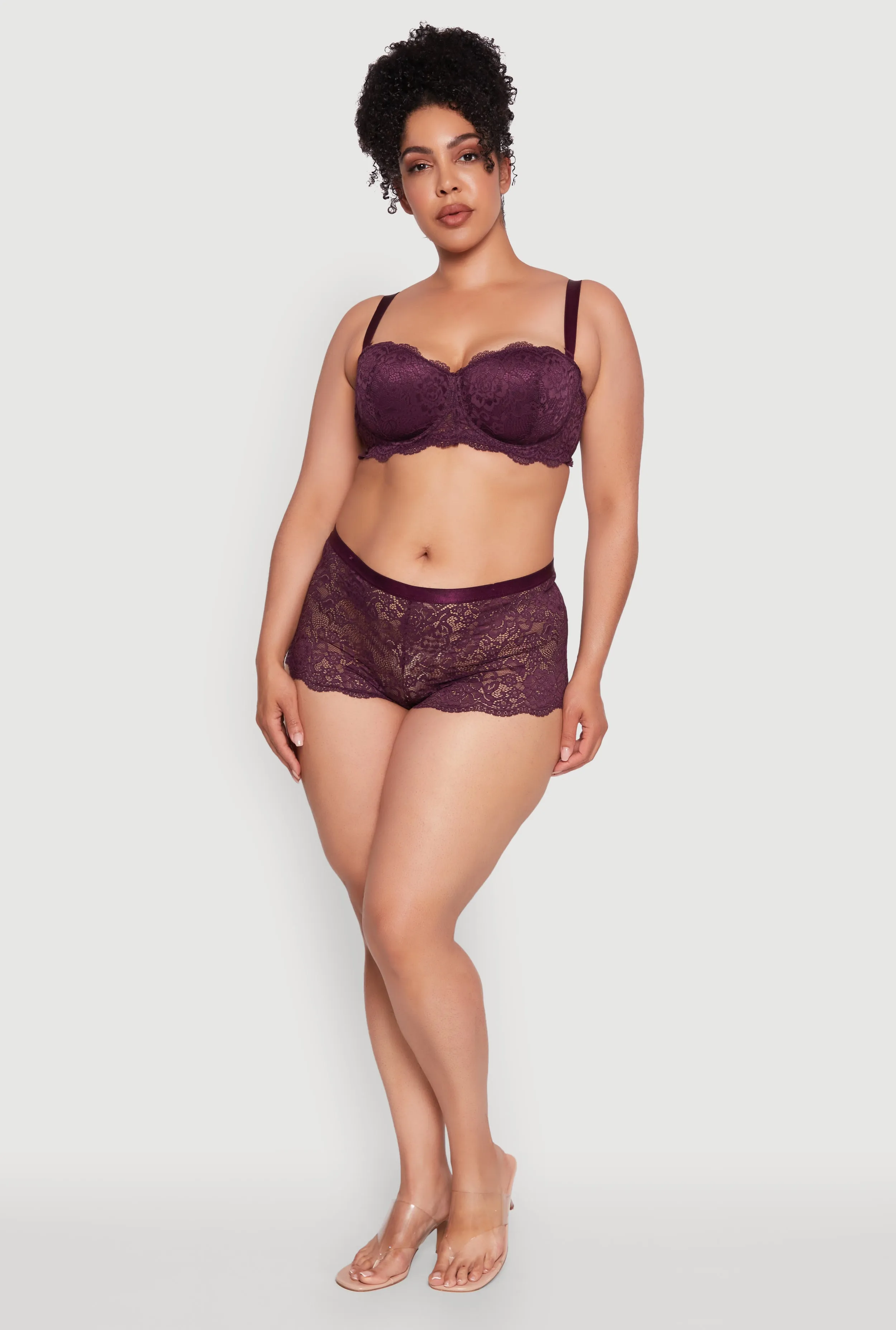 Plus Size Floral Lace Scalloped Edge Boyshort Panty sold by Rainbow product image thumbnail 2