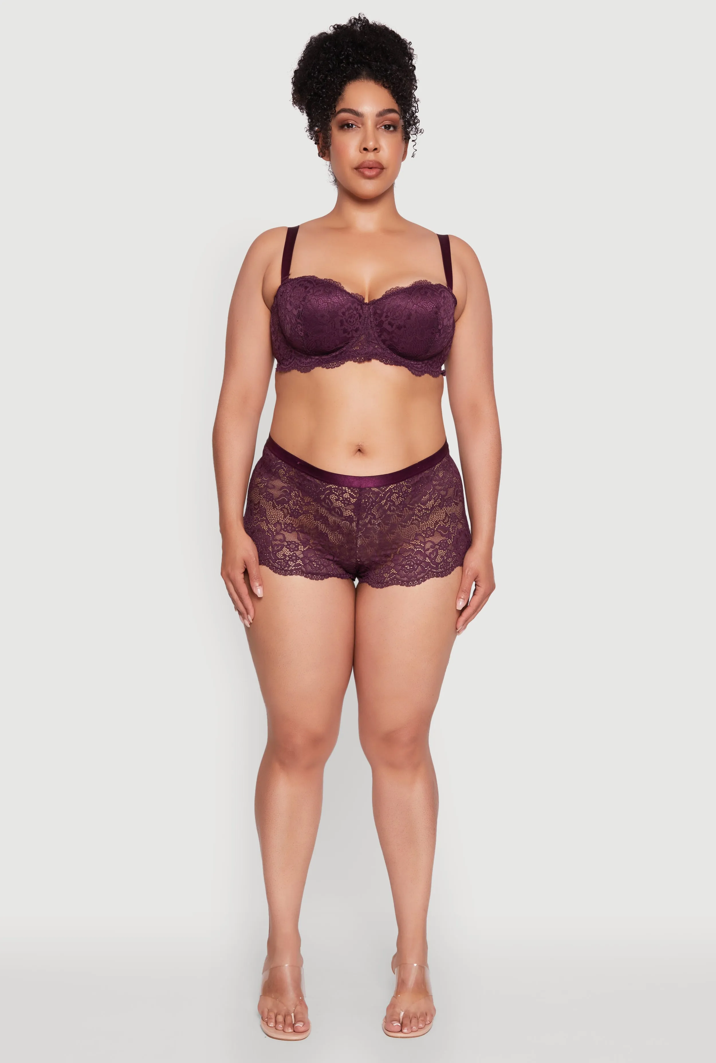 Plus Size Floral Lace Scalloped Edge Boyshort Panty sold by Rainbow product image thumbnail 3