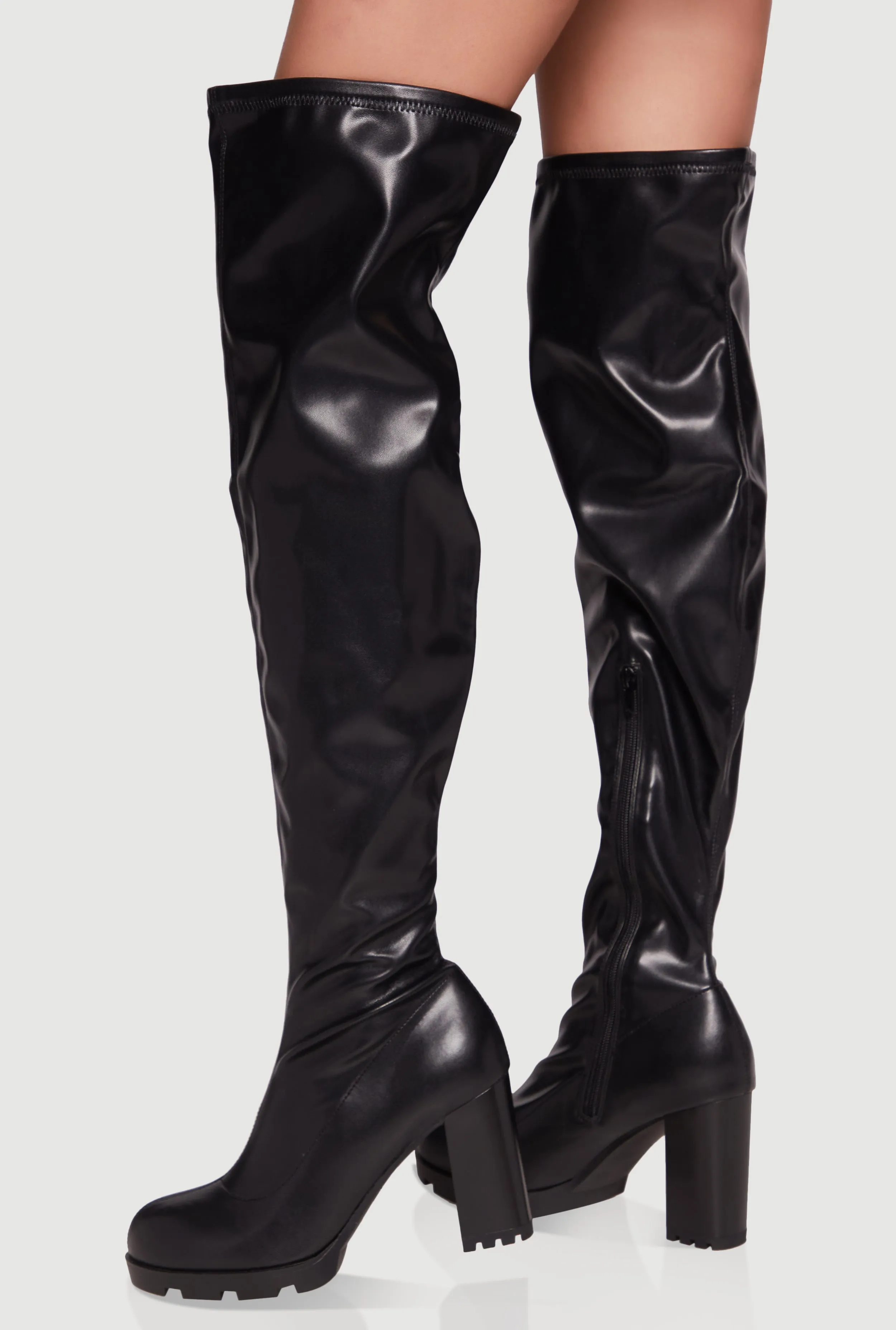 Chunky Block Heel Over The Knee Boots sold by Rainbow product image thumbnail 3