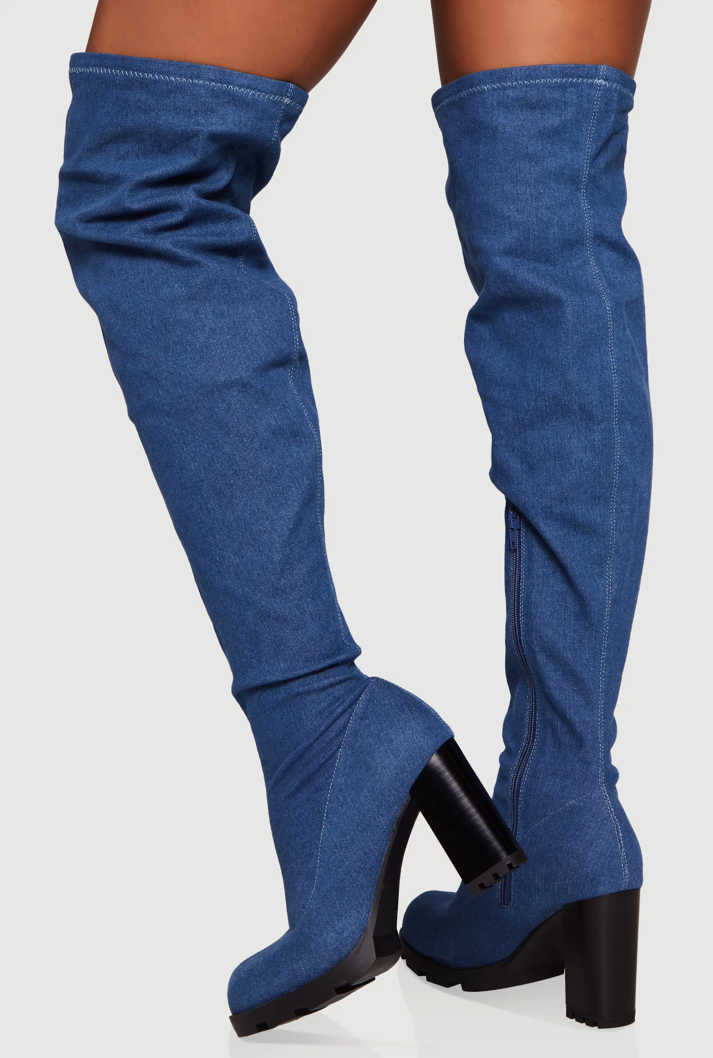 Chunky Block Heel Over The Knee Boots sold by Rainbow product image thumbnail 3