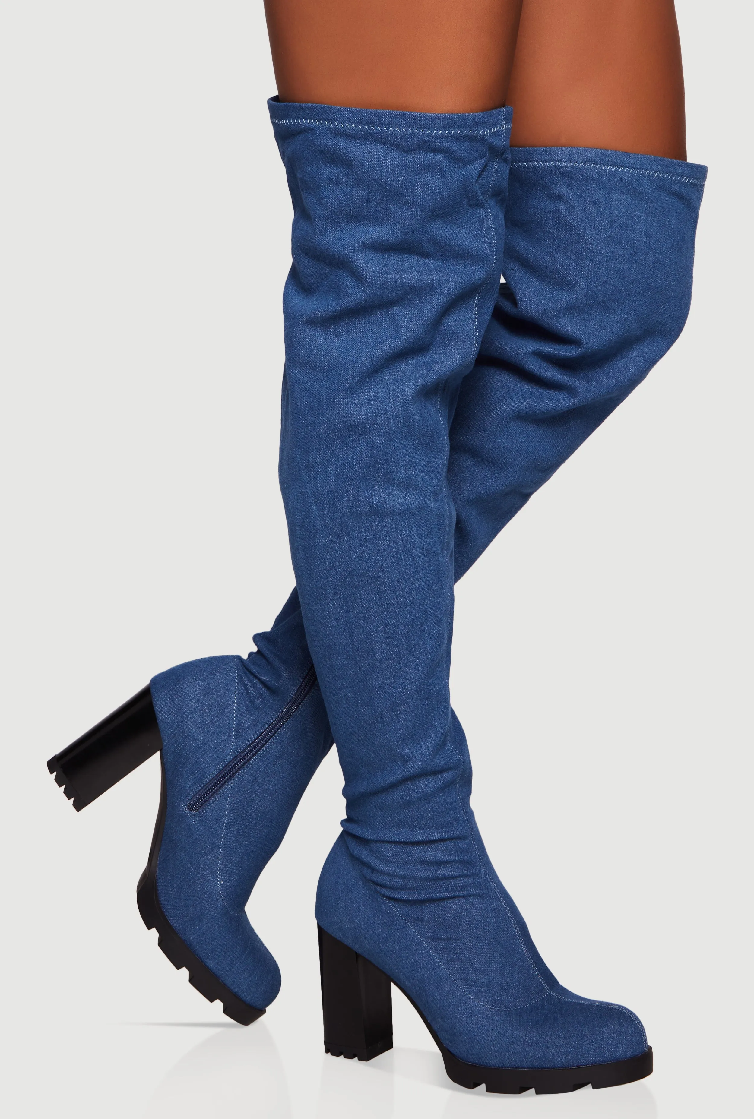 Chunky Block Heel Over The Knee Boots sold by Rainbow