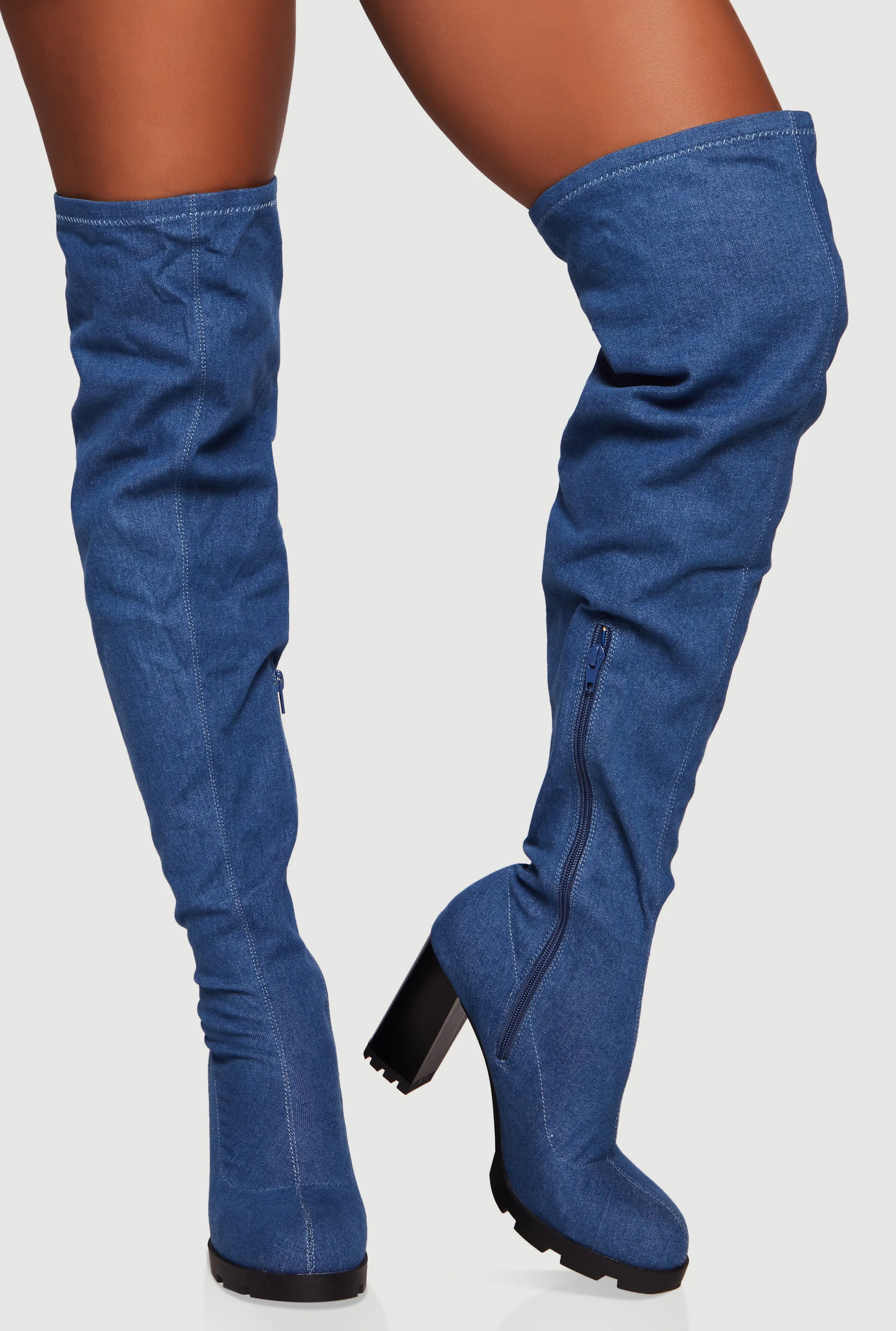 Chunky Block Heel Over The Knee Boots sold by Rainbow product image thumbnail 2