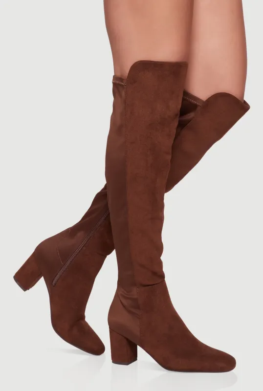 Over The Knee Almond Toe Block Heel Boots sold by Rainbow